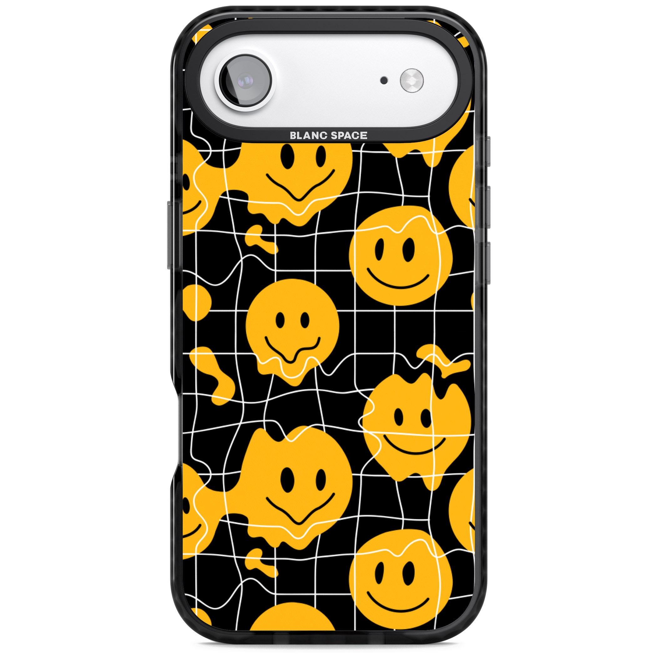 Acid Face Grid Pattern iPhone 17 Air Impact Black Phone Case