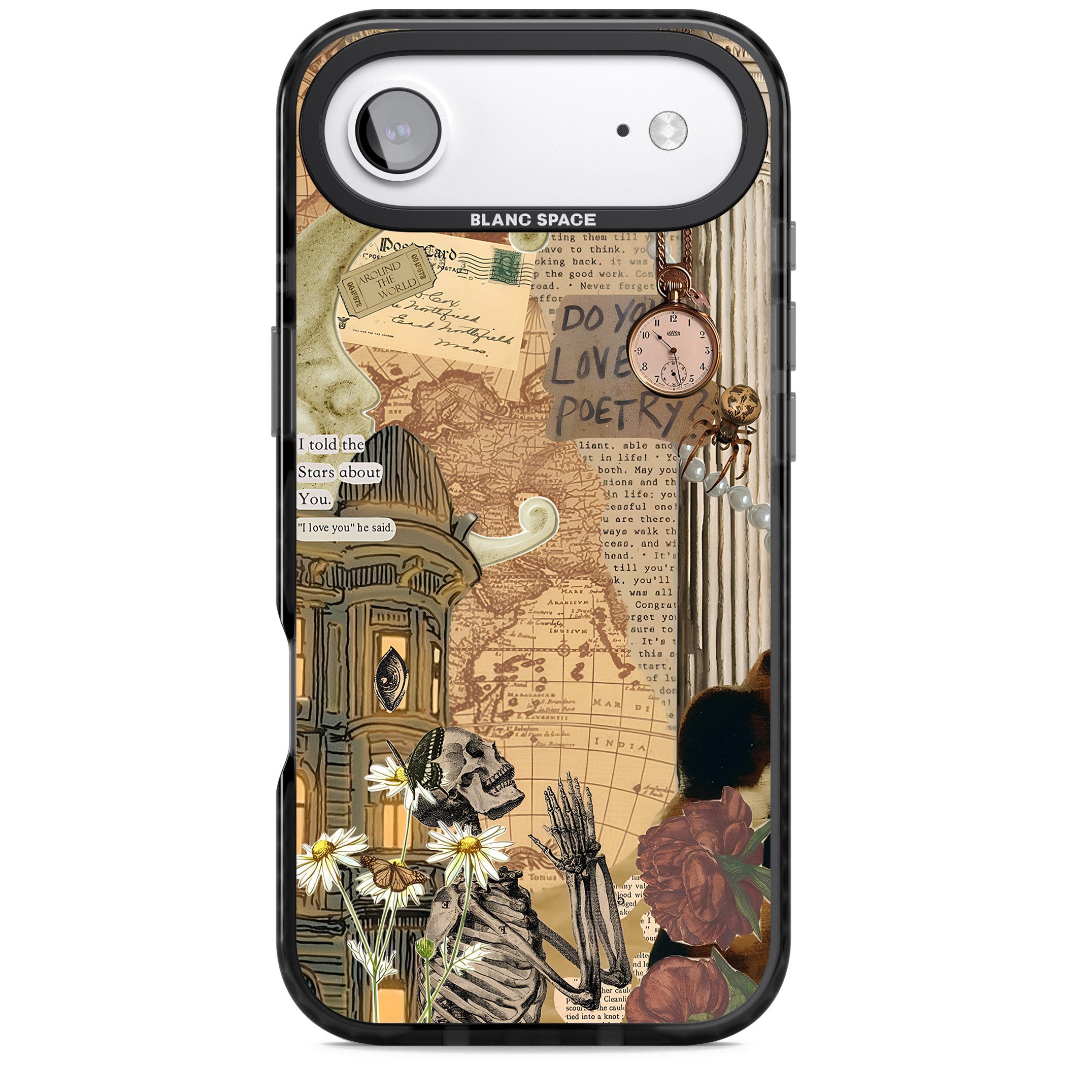 Skeleton Poetry iPhone 17 Air Impact Black Phone Case