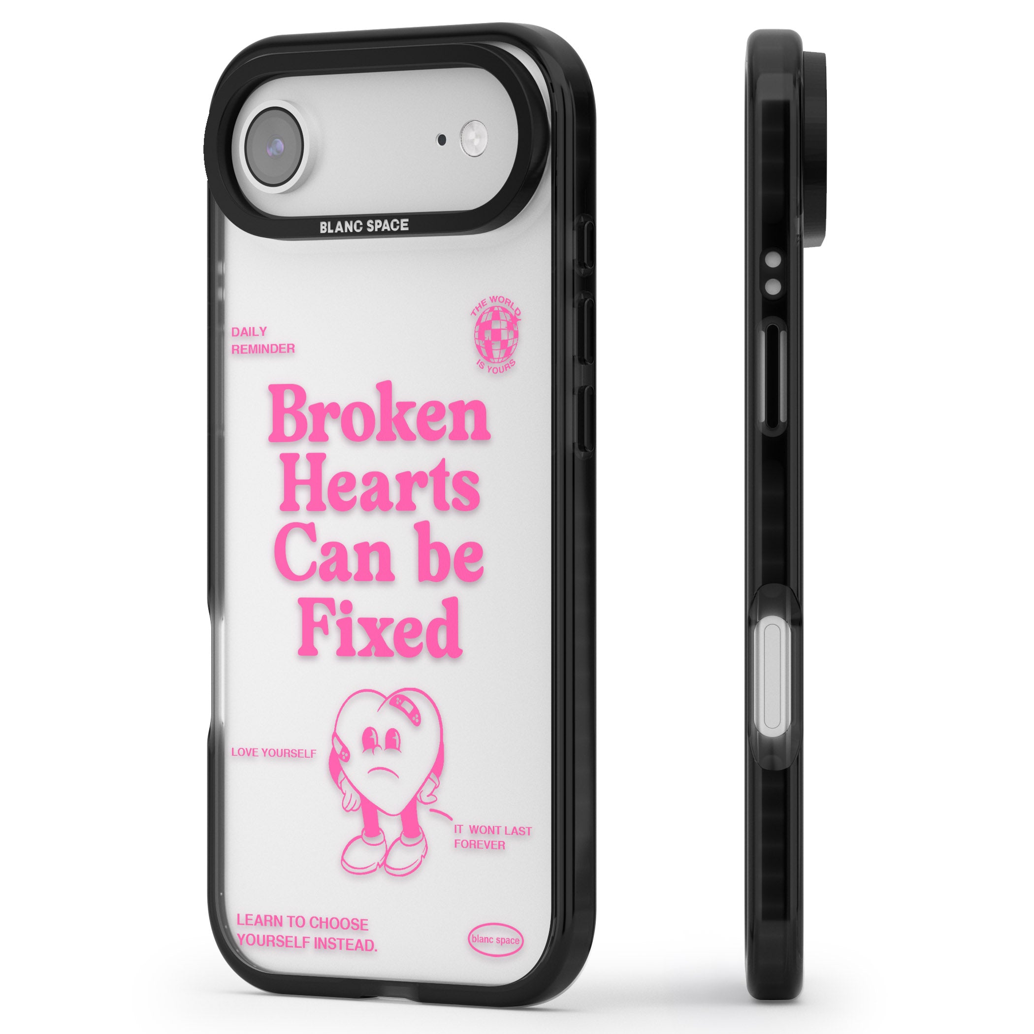 Broken Hearts Can Be Fixed iPhone 17 Air Impact Black Phone Case Side Profile