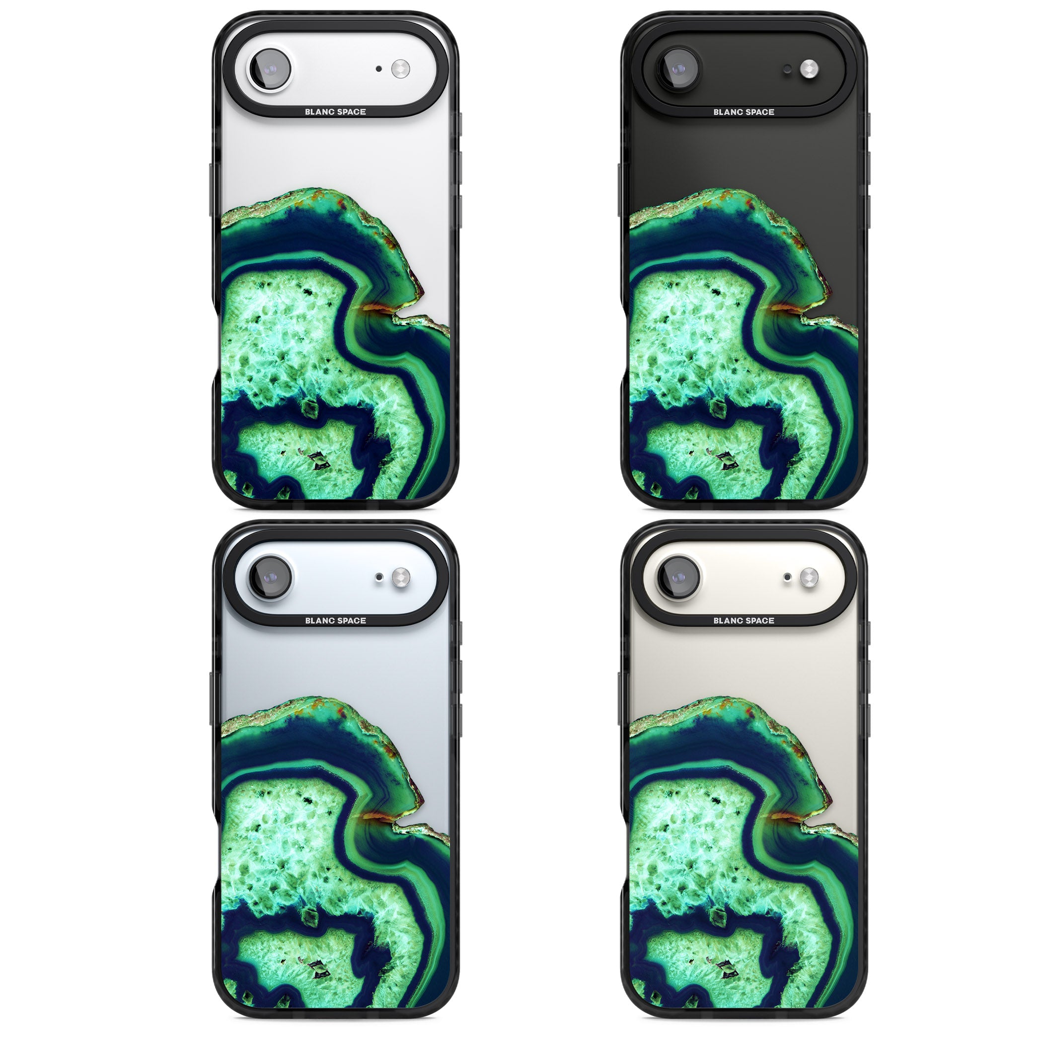 Emerald Agate Slice iPhone 17 Air Impact Black Phone Case APT Impact Protection
