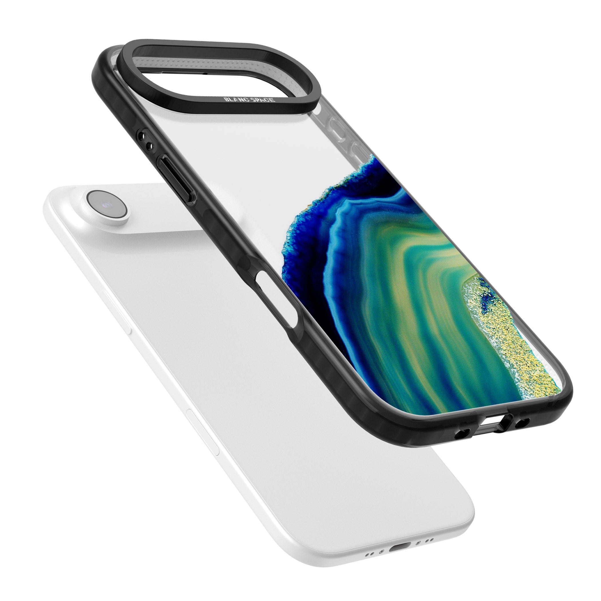 Green & Blue Emerald Geode iPhone 17 Air Impact Black Phone Case Colours