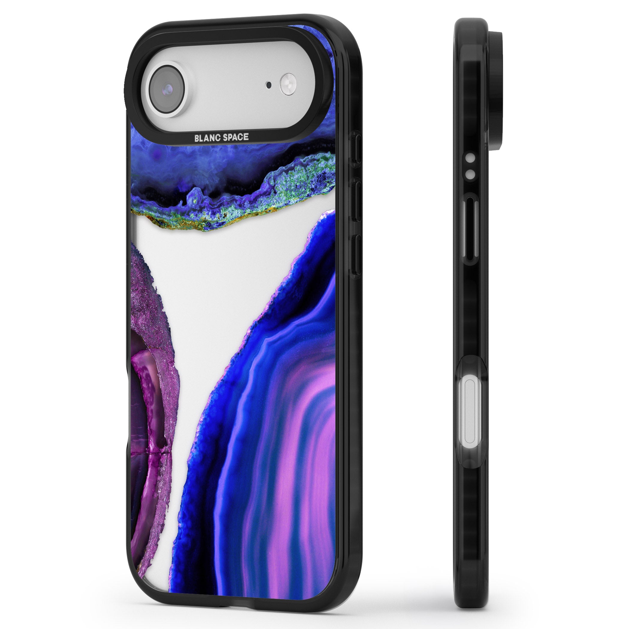 Violet Agate Slice iPhone 17 Air Impact Black Phone Case Side Profile