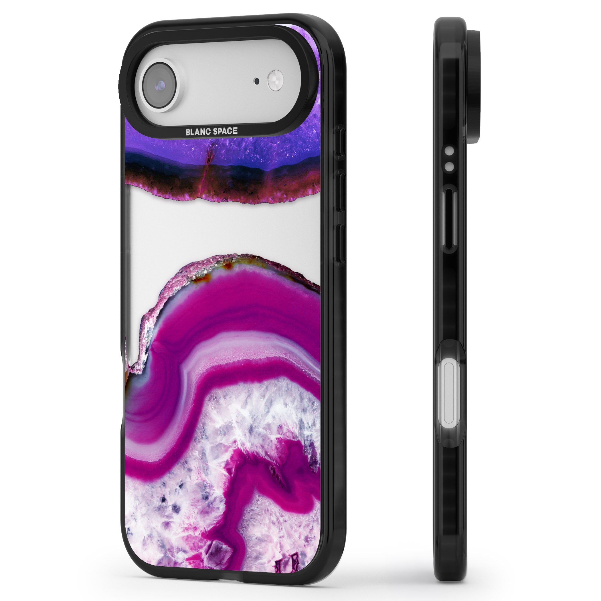 Amethyst Crystal Slice iPhone 17 Air Impact Black Phone Case Side Profile