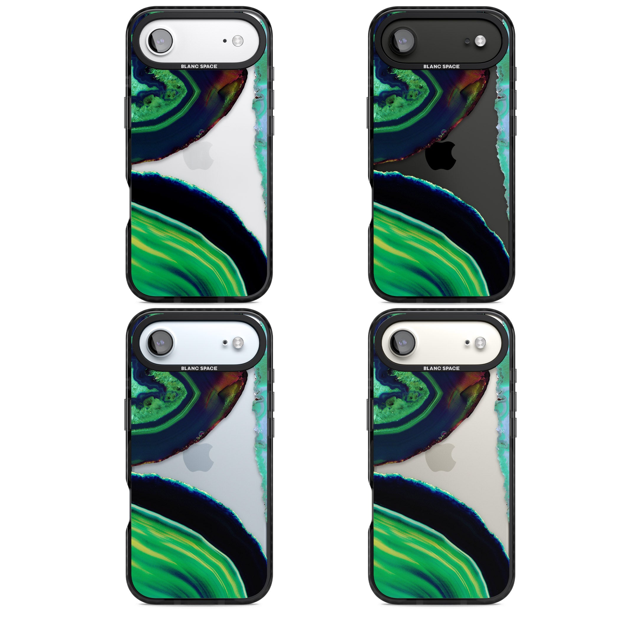 Green Geode Glow iPhone 17 Air Impact Black Phone Case APT Impact Protection
