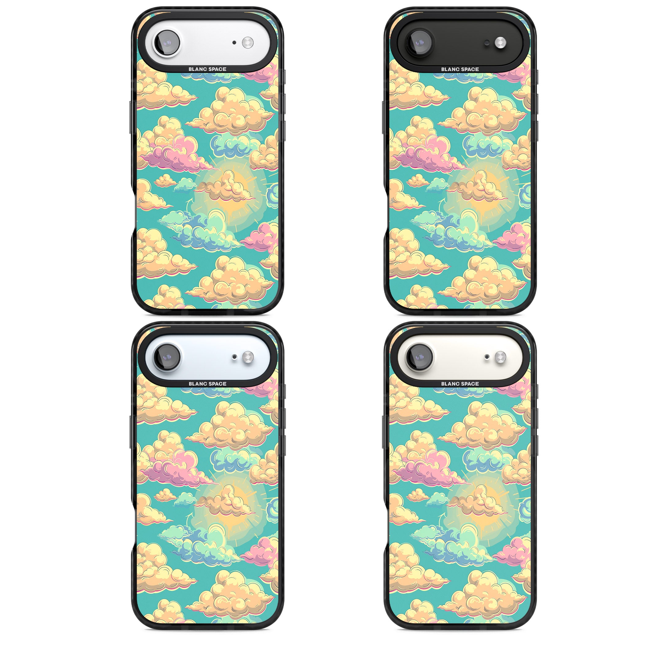 Pastel Clouds iPhone 17 Air Impact Black Phone Case APT Impact Protection