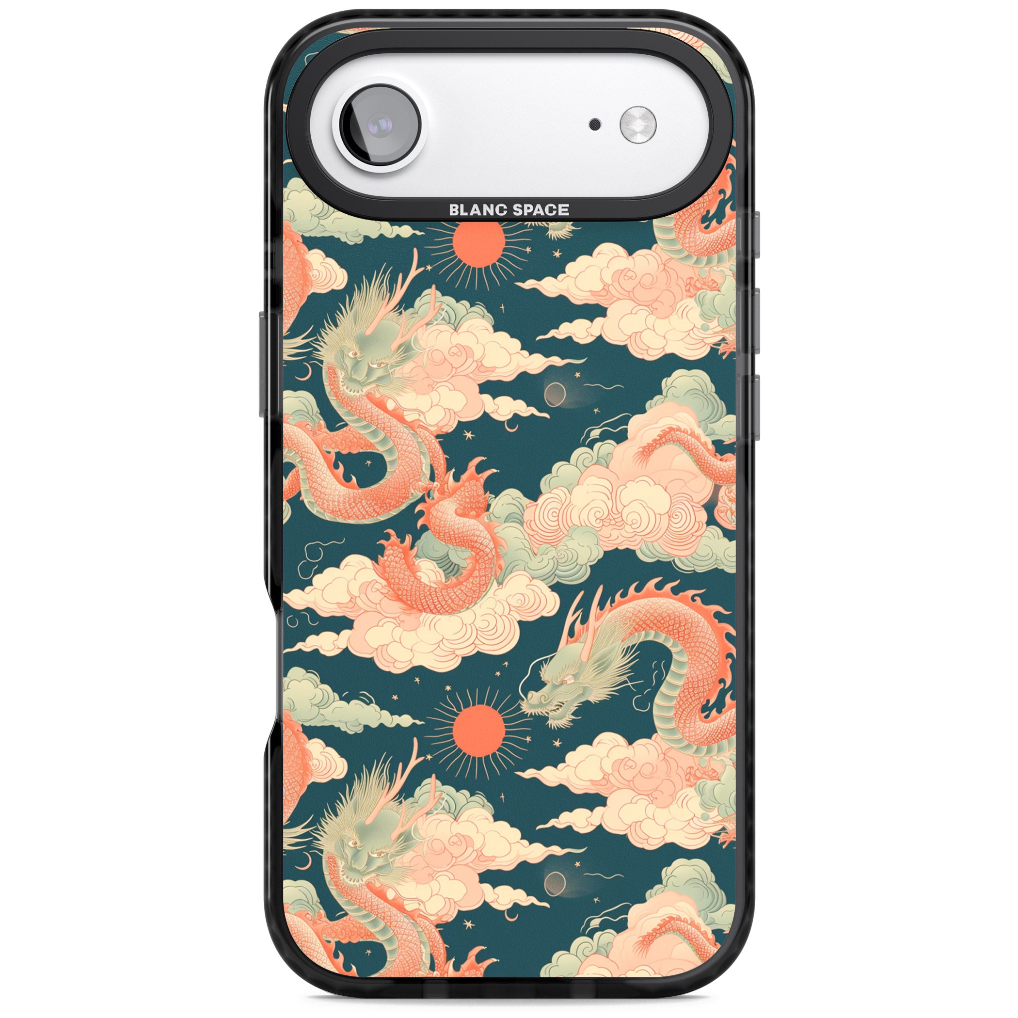 Chinese Dragons Clouds iPhone 17 Air Impact Black Phone Case