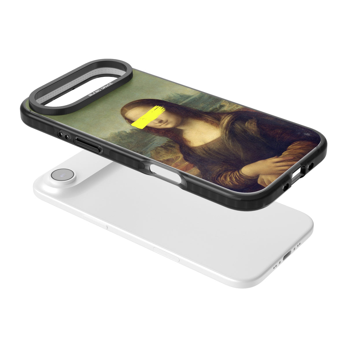 Vandaled Mona Lisa iPhone Air Impact Black Phone Case angled