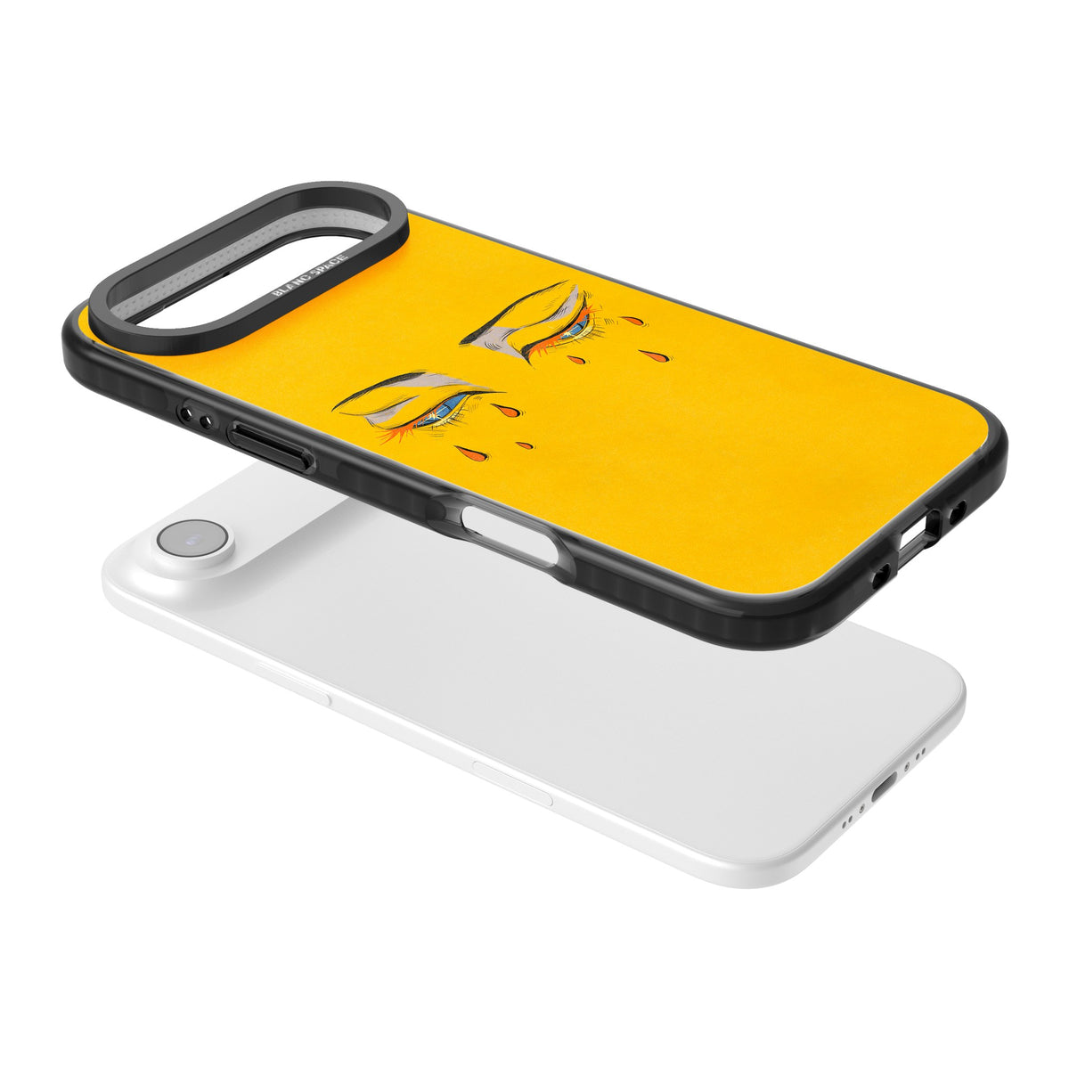 Yellow Tearful Eyes iPhone Air Impact Black Phone Case angled