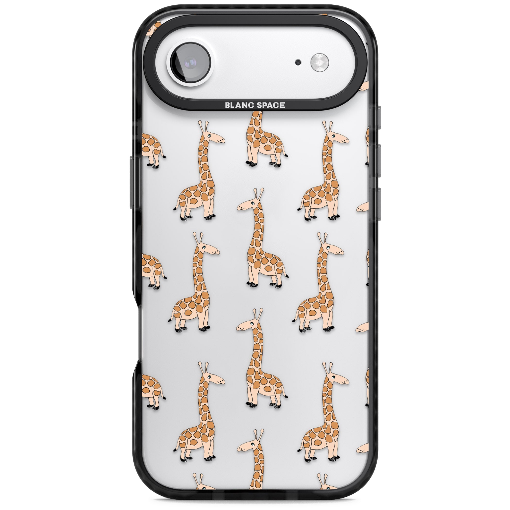 Cute Giraffe Pattern Clear iPhone 17 Air Impact Black Phone Case