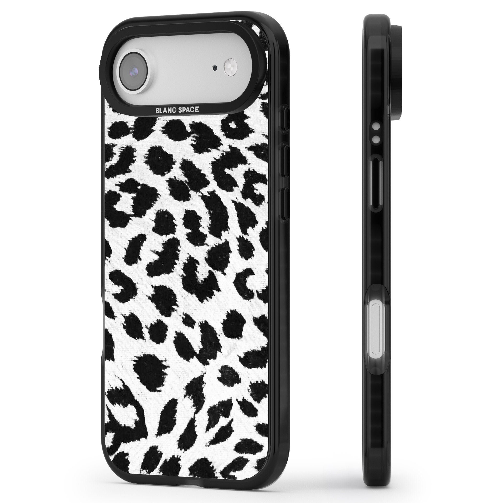 Rar Leopard Print White iPhone 17 Air Impact Black Phone Case Side Profile