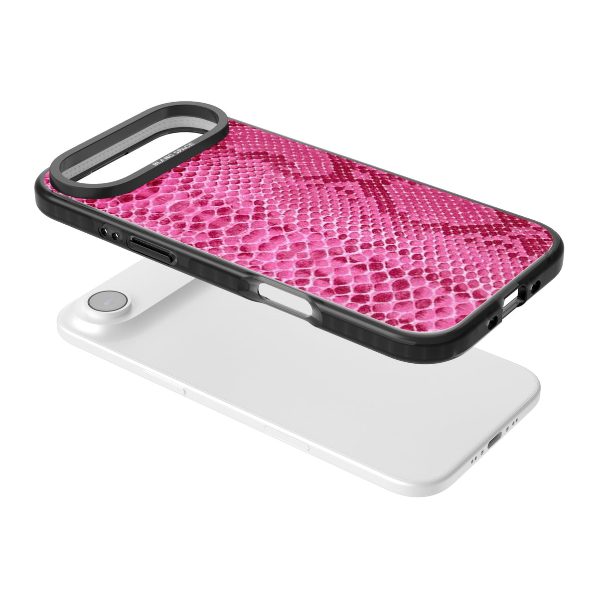 Pink Snakeskin iPhone Air Impact Black Phone Case angled
