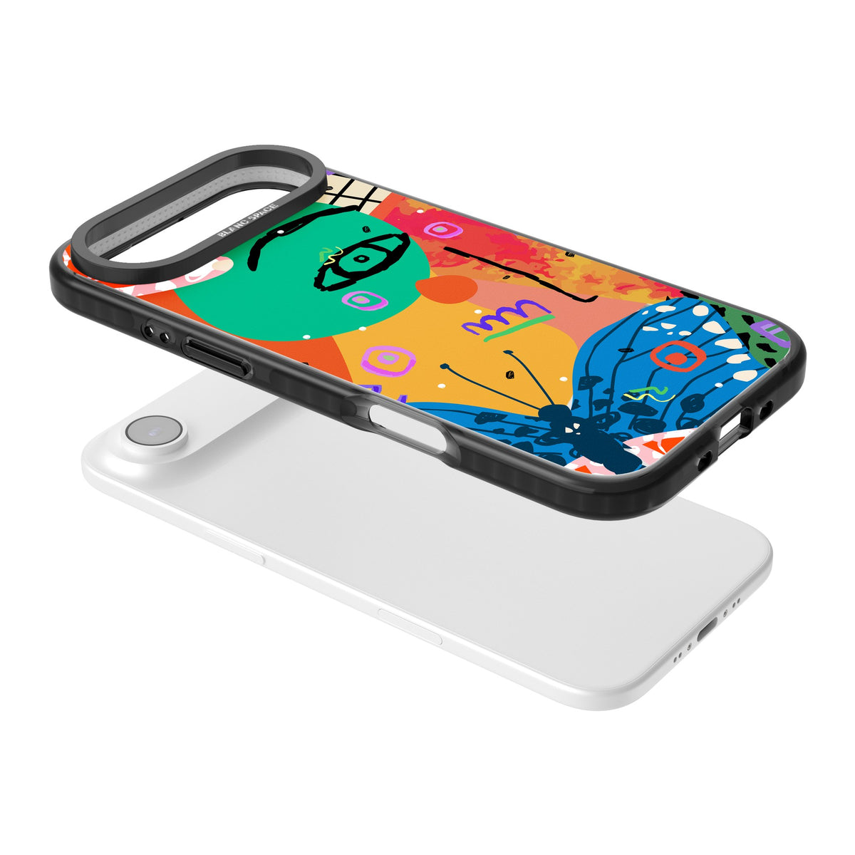Abstract Butterfly iPhone Air Impact Black Phone Case angled