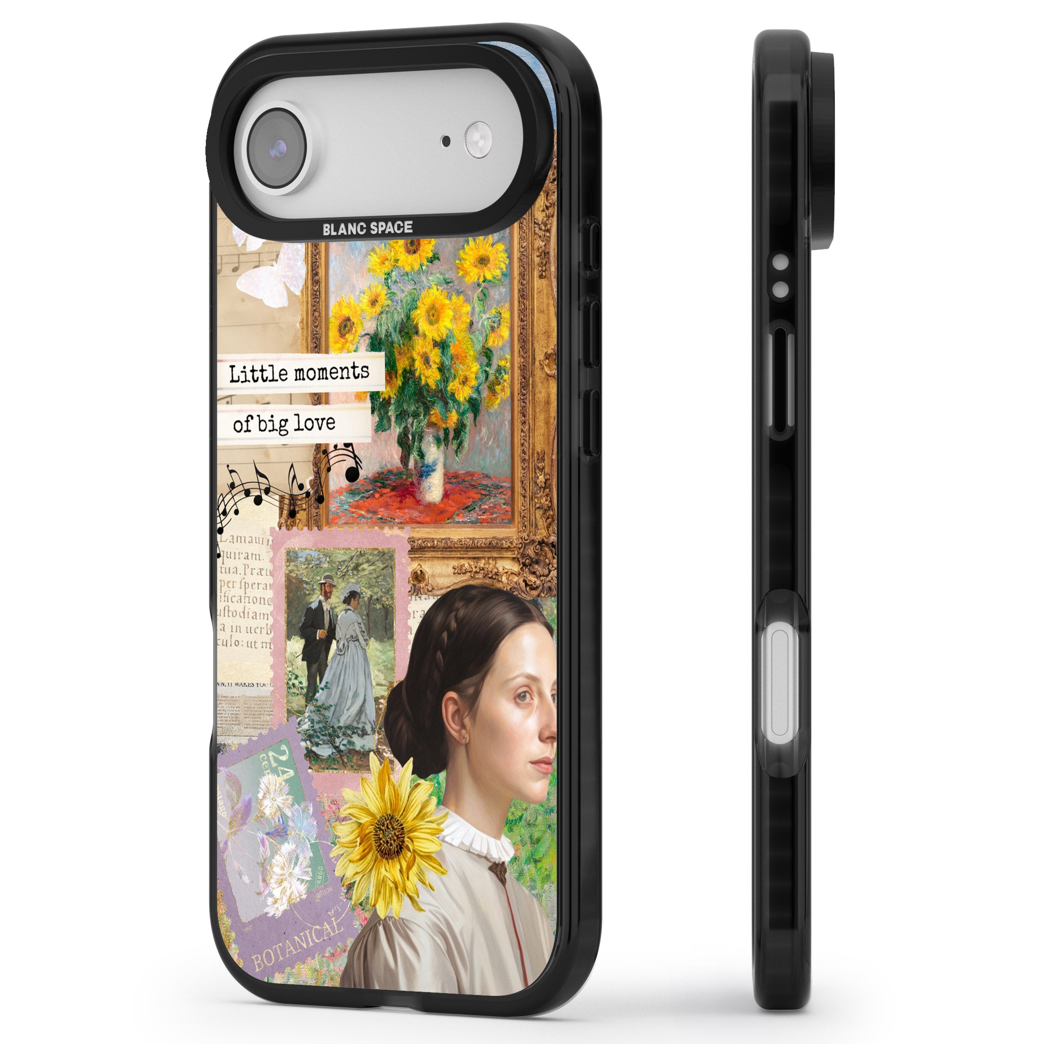 Monet 'Little Moments' Collage iPhone 17 Air Impact Black Phone Case Side Profile