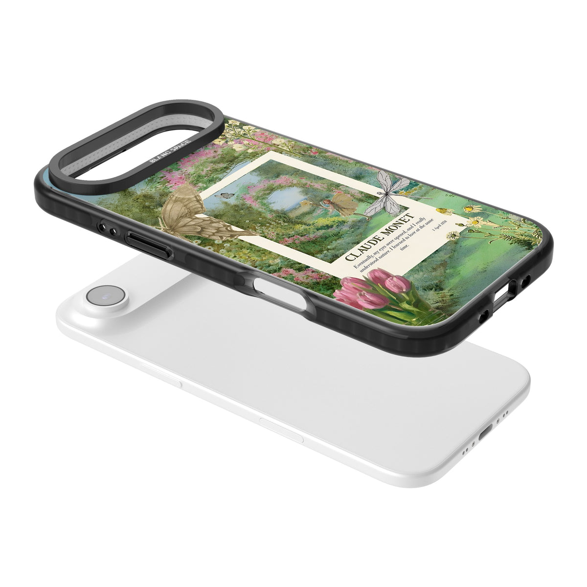 Monet Fairy Garden iPhone Air Impact Black Phone Case angled