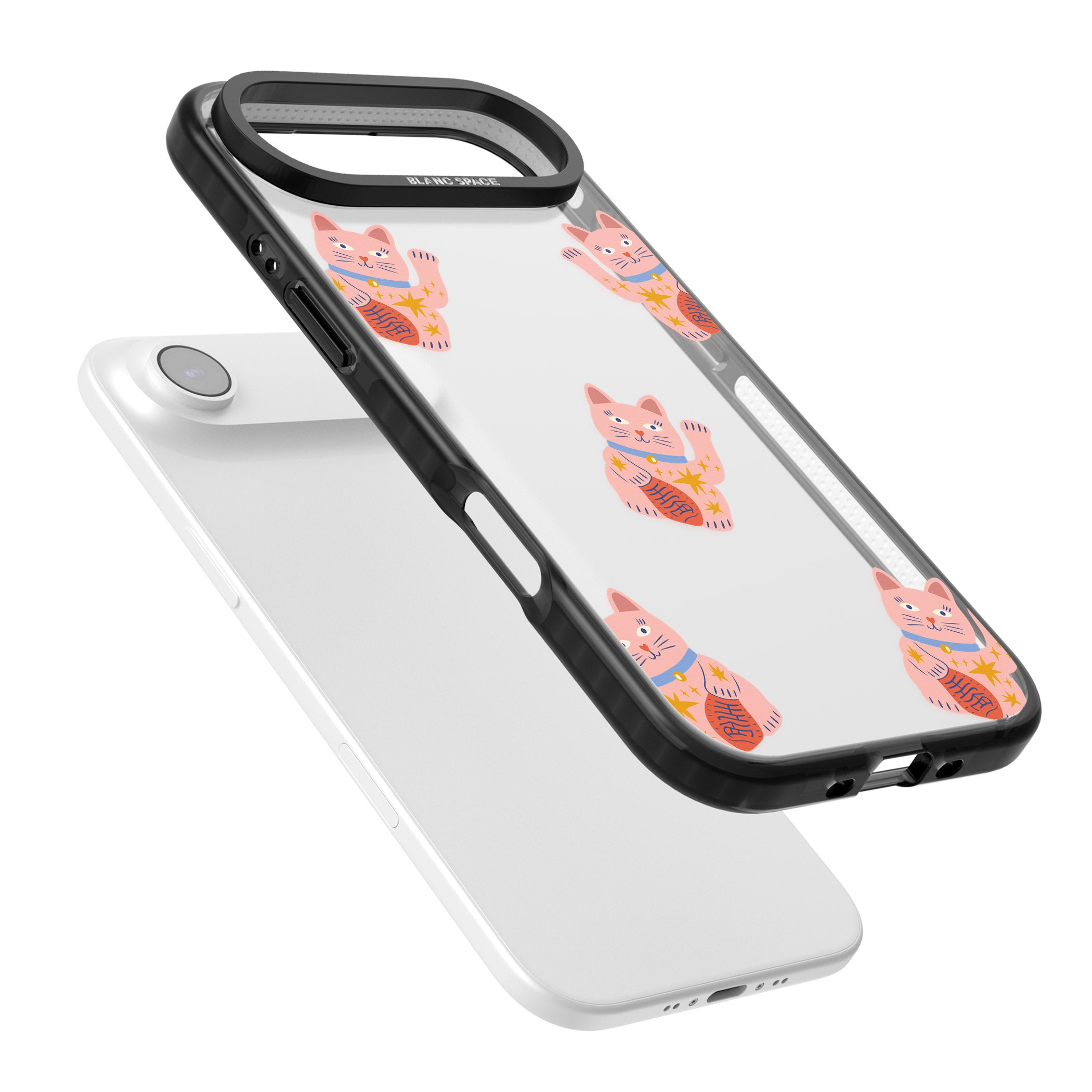 Waving Cat Pattern iPhone 17 Air Impact Black Phone Case Colours