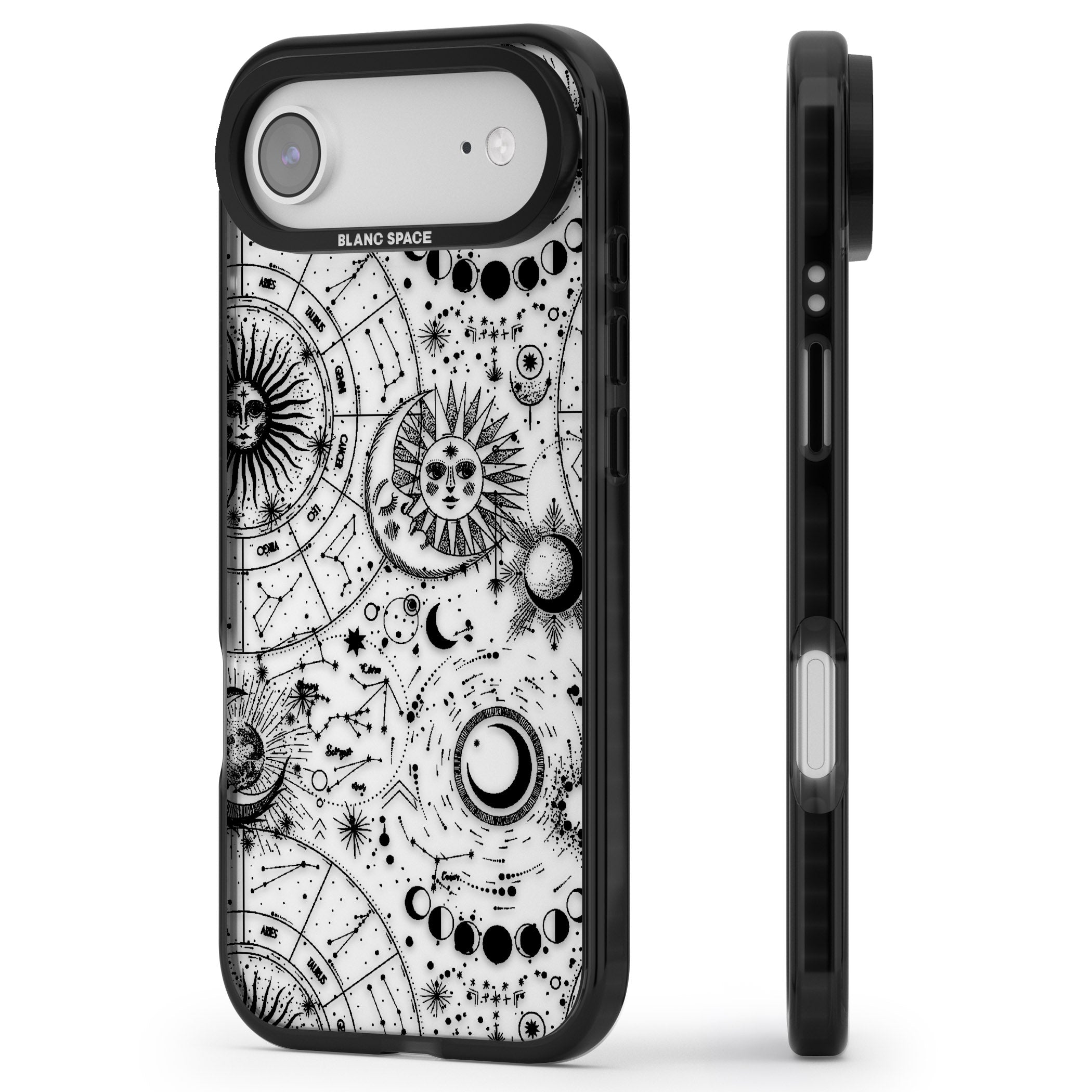 Celestial Zodiac iPhone 17 Air Impact Black Phone Case Side Profile