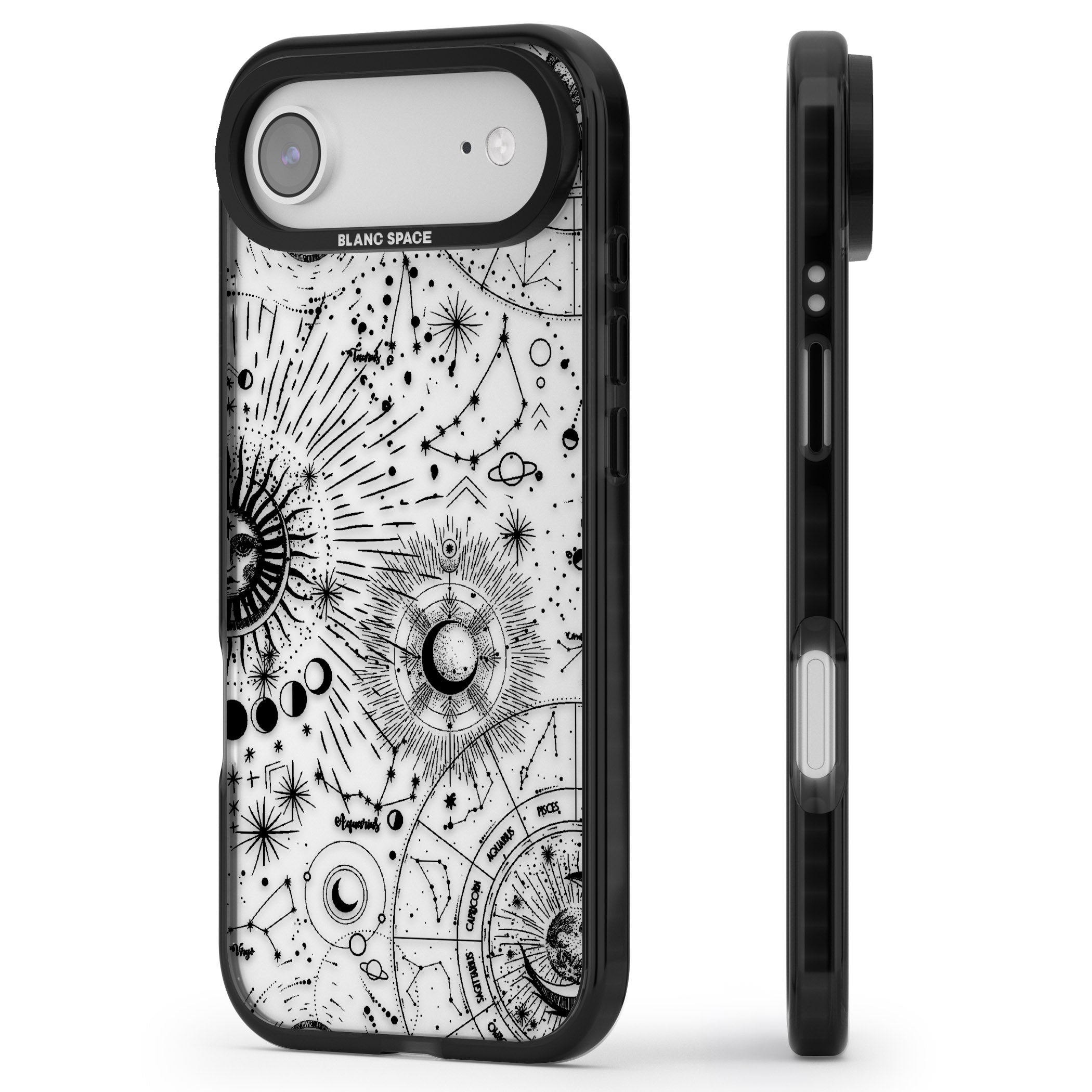 Celestial Chart iPhone 17 Air Impact Black Phone Case Side Profile