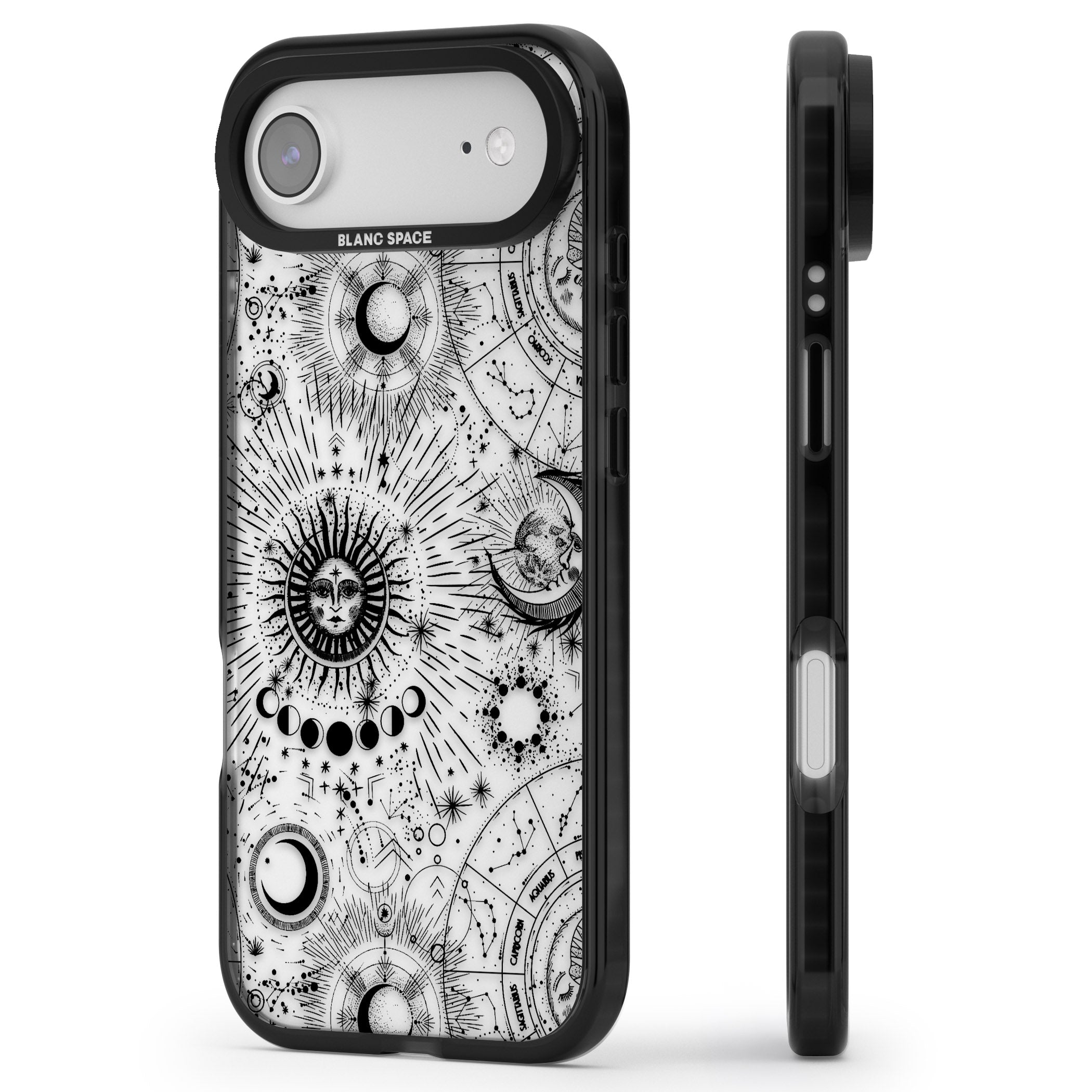 Suns & Zodiac Solar Chart iPhone 17 Air Impact Black Phone Case Side Profile
