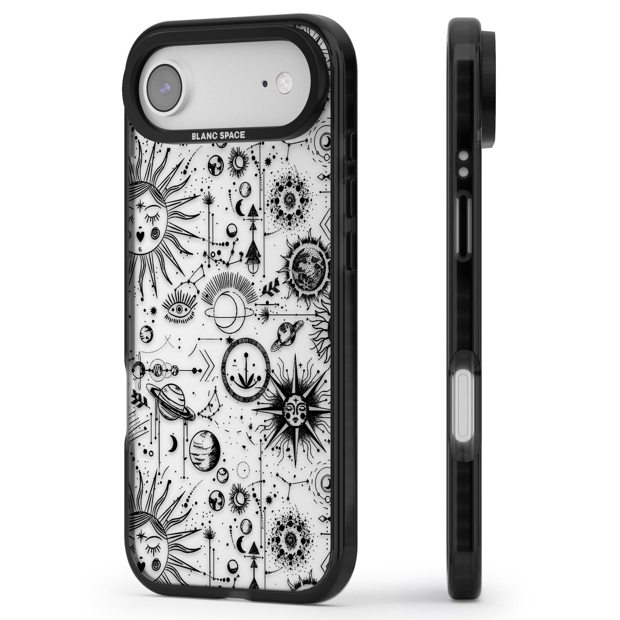 Cosmic Zodiac iPhone 17 Air Impact Black Phone Case Side Profile