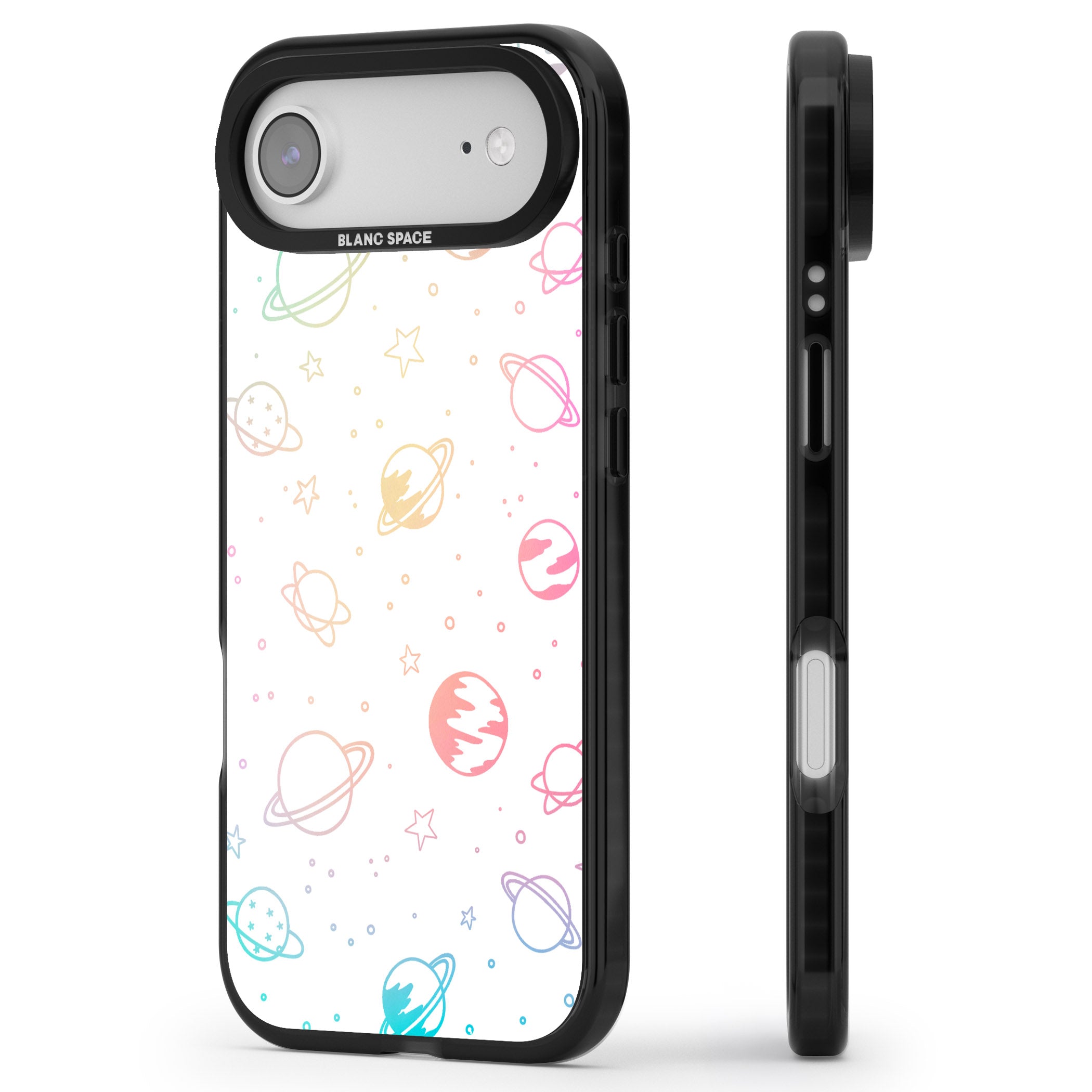 Pastel Cosmic Galaxy iPhone 17 Air Impact Black Phone Case Side Profile