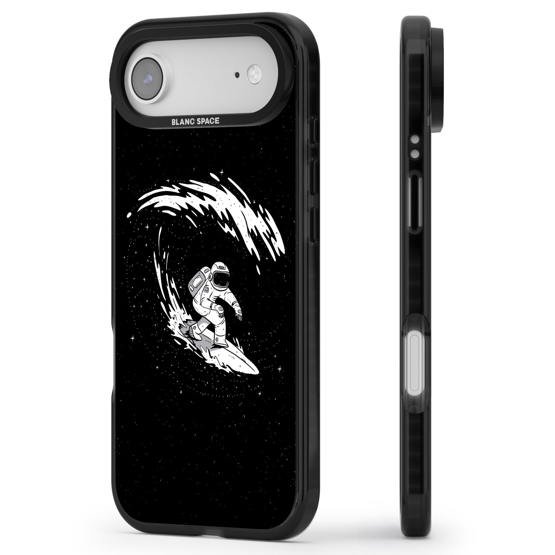 Cosmic Surf iPhone 17 Air Impact Black Phone Case Side Profile