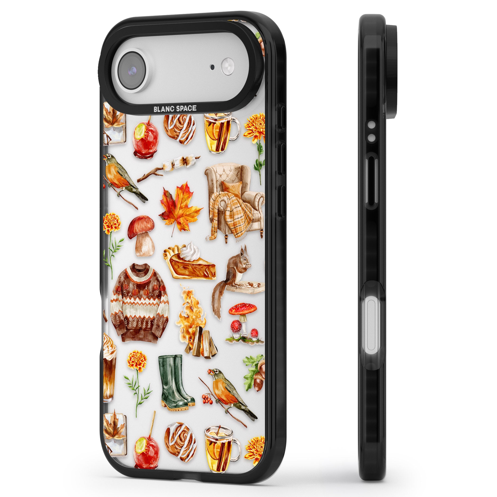 Cozy Autumn Aesthetic iPhone 17 Air Impact Black Phone Case Side Profile