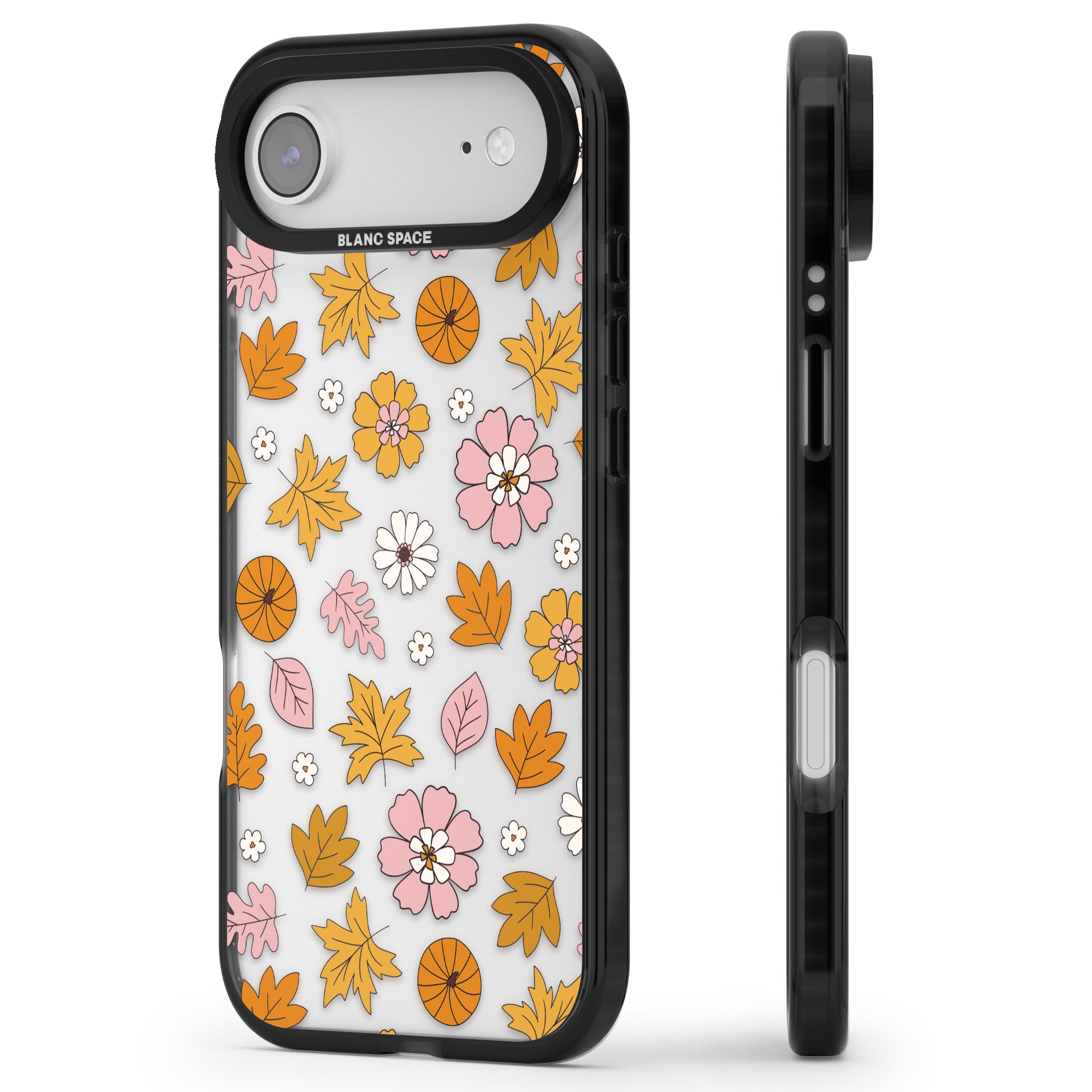 Autumn Leaves And Flowers iPhone 17 Air Impact Black Phone Case Side Profile