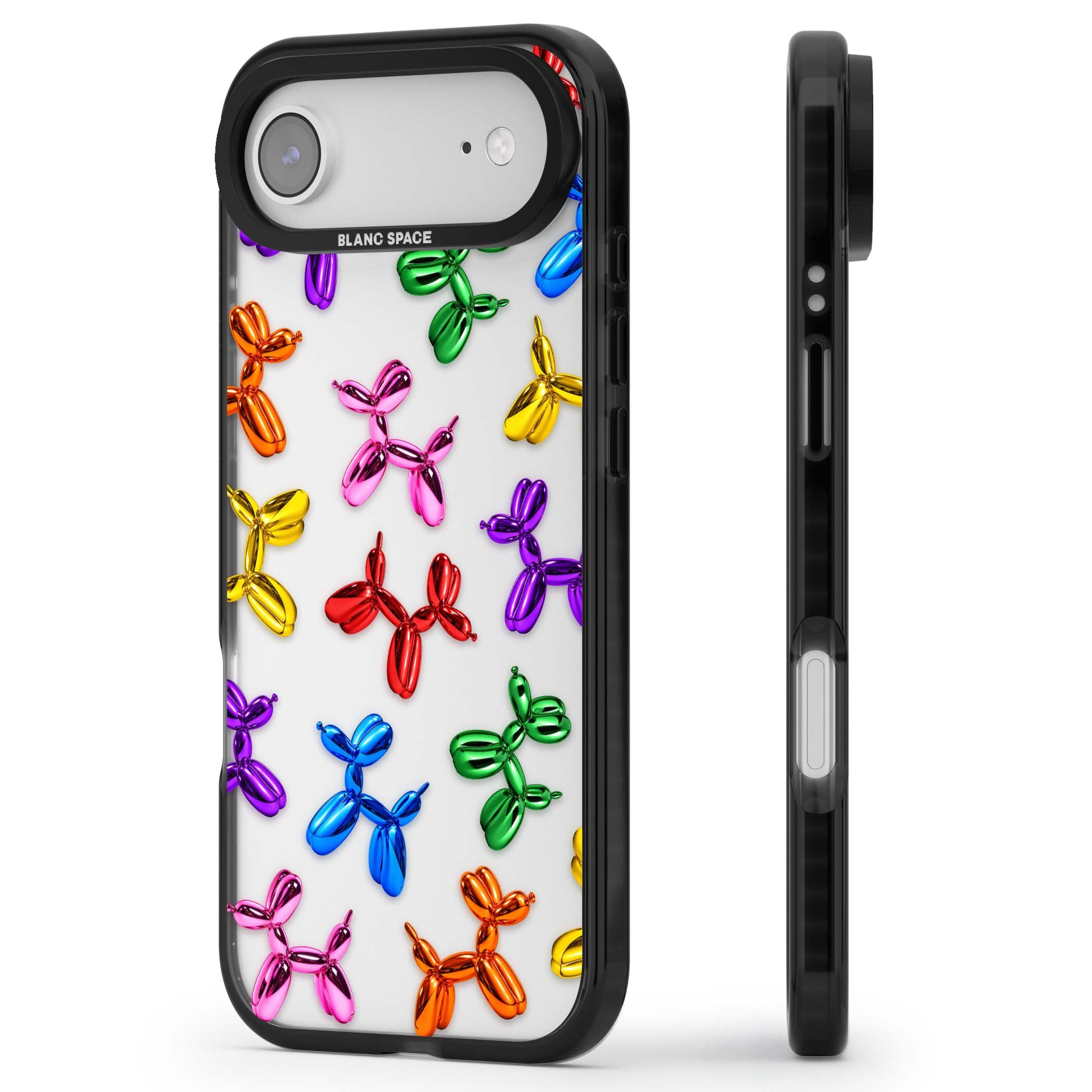 Balloon Dogs pop art iPhone case featuring rainbow chrome balloon dogs in Jeff Koons style | Clear Impact case for iPhone Air