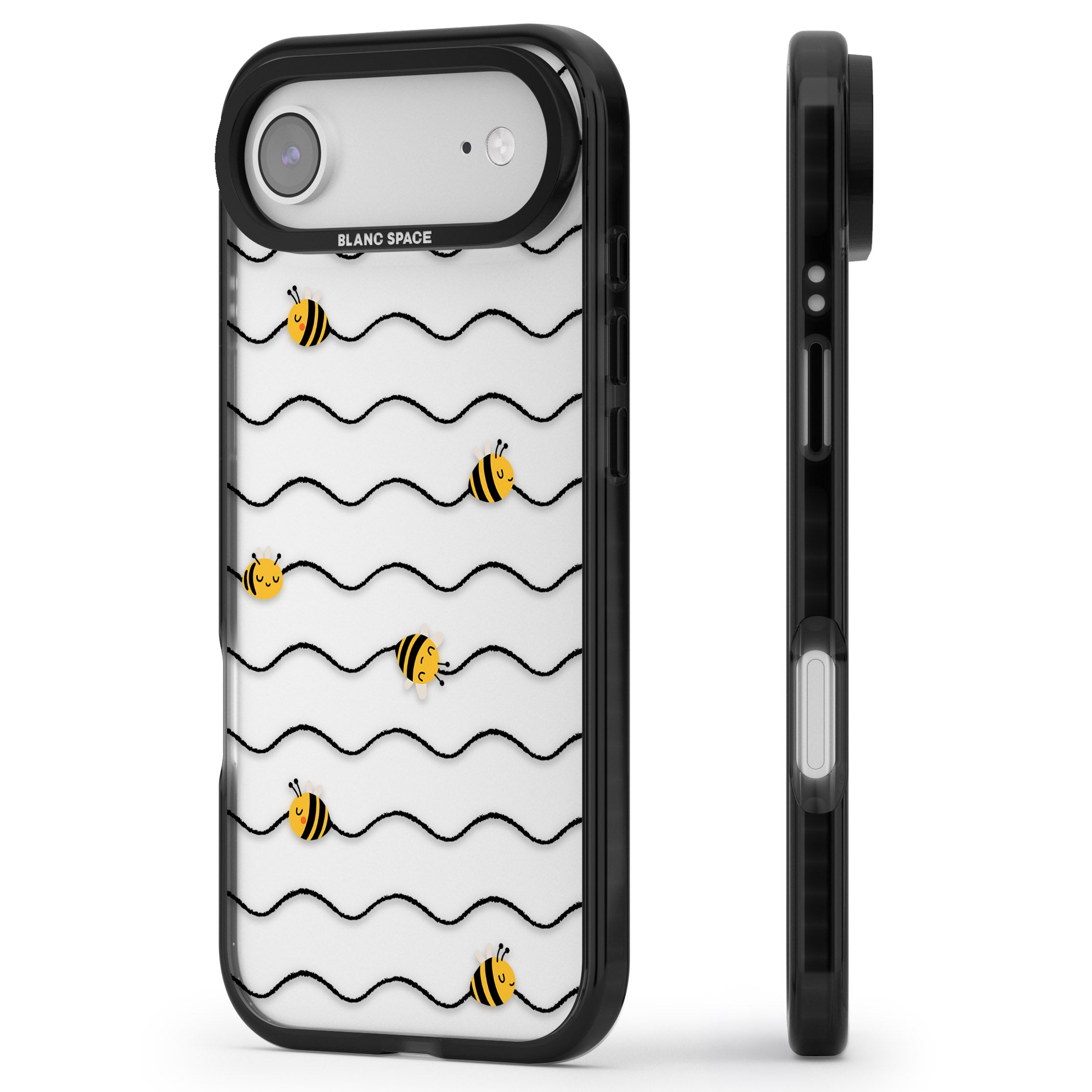 Bee Wave Pattern iPhone 17 Air Impact Black Phone Case Side Profile