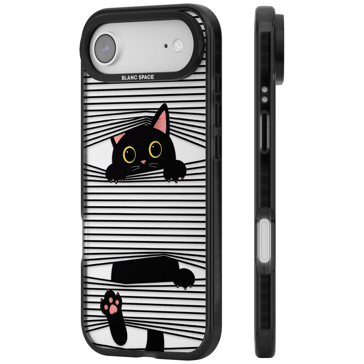 Peek-a-Boo Cat iPhone Air Impact Black Phone Case side