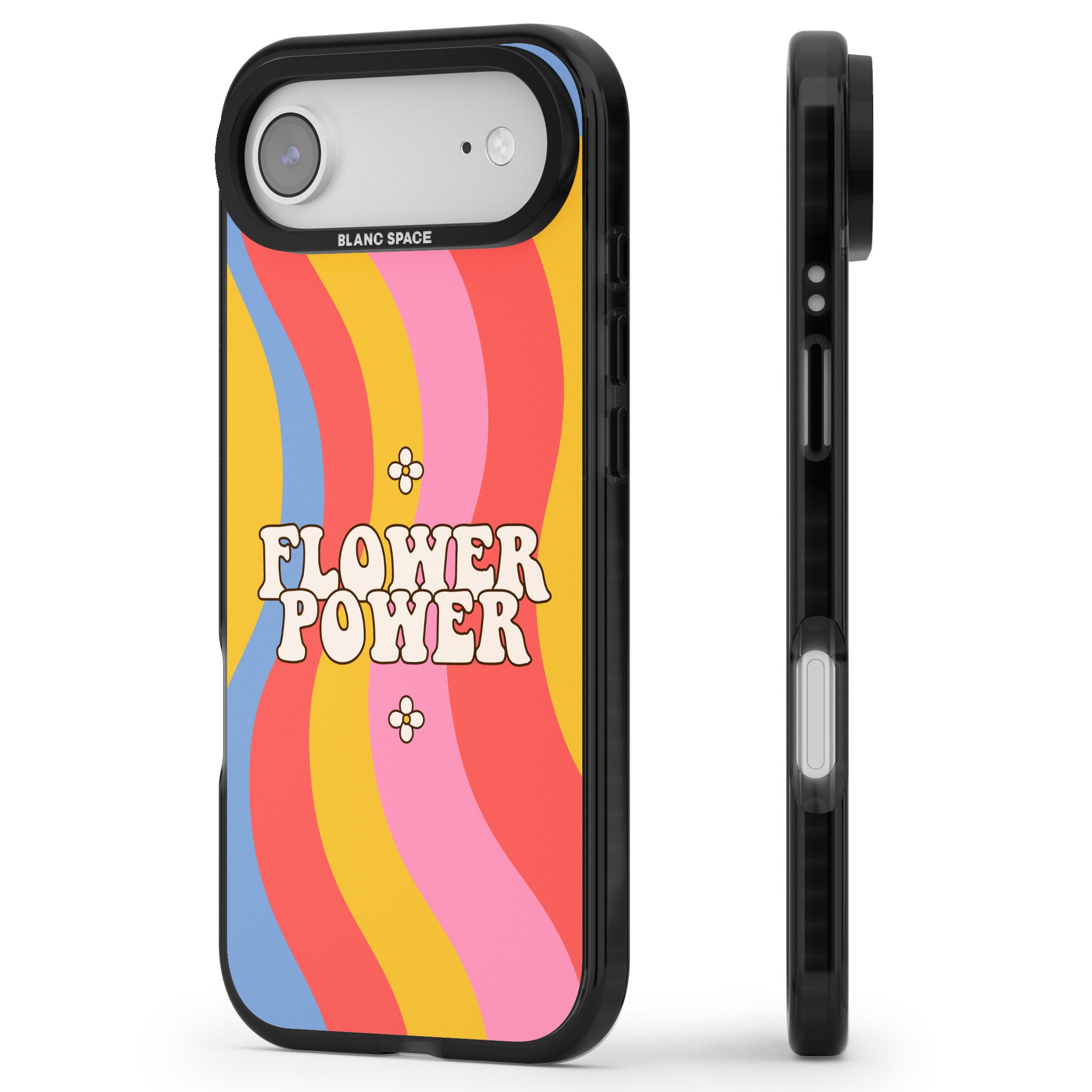 Melting Flower Power iPhone 17 Air Impact Black Phone Case Side Profile