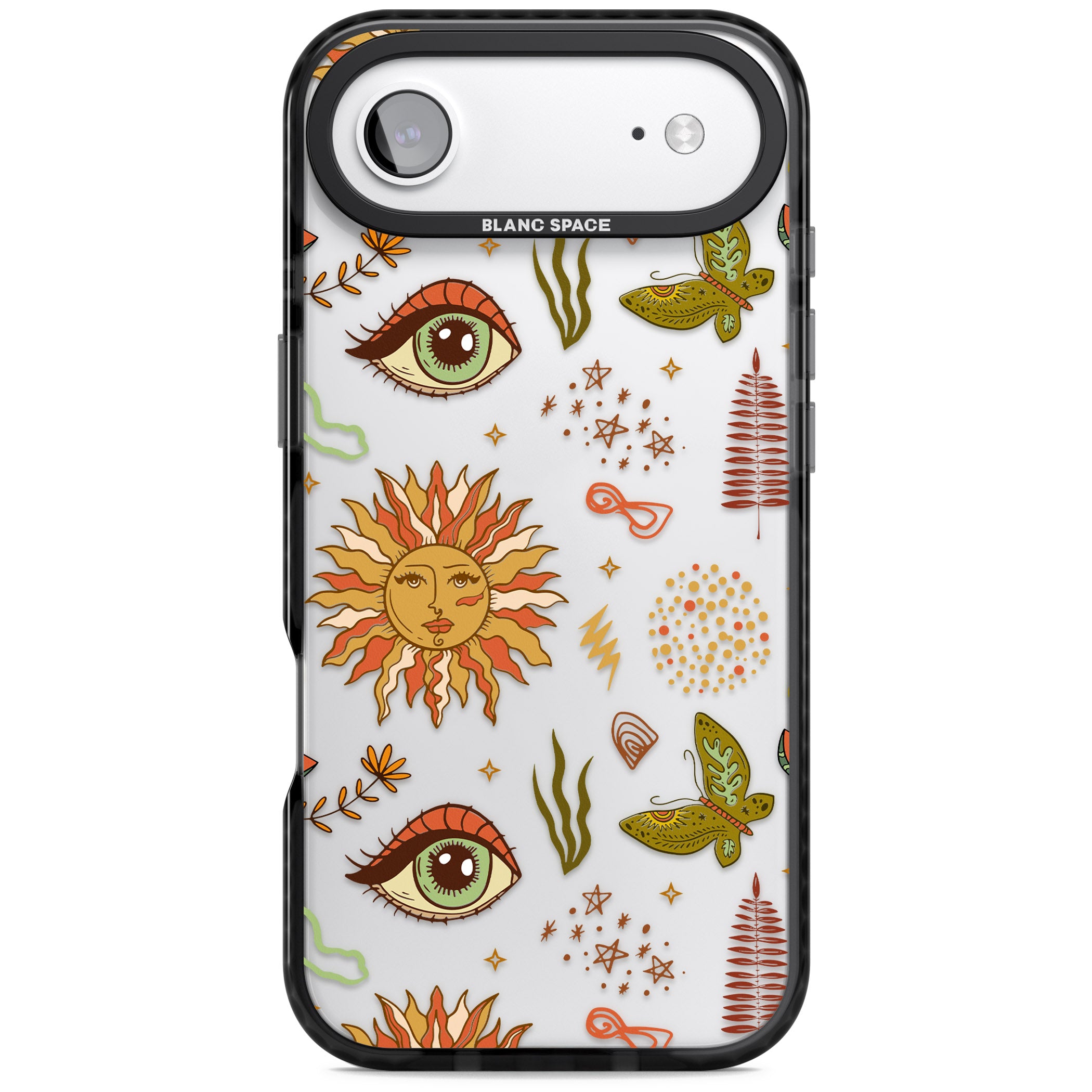 Boho Celestial Sun & Eye Pattern iPhone 17 Air Impact Black Phone Case