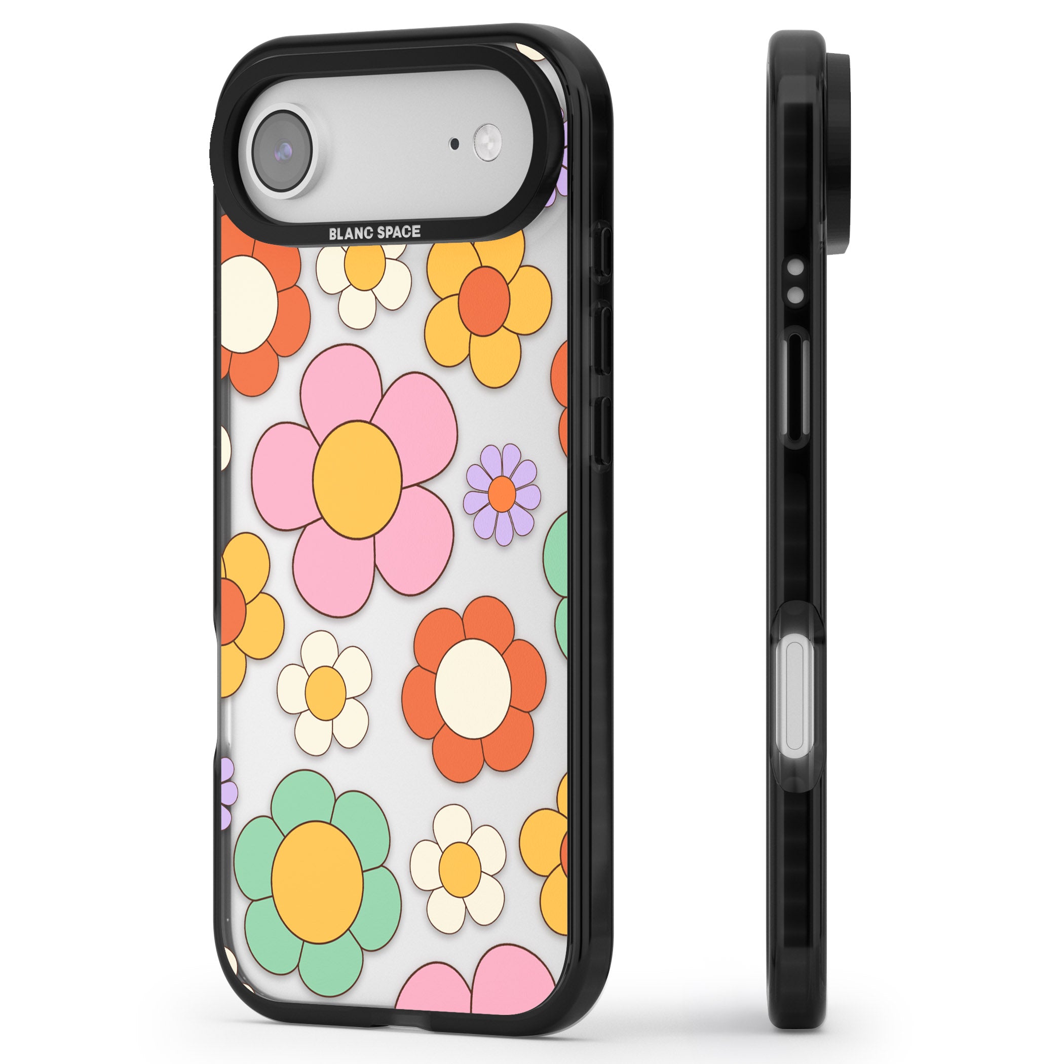 Groovy Blossoms iPhone 17 Air Impact Black Phone Case Side Profile