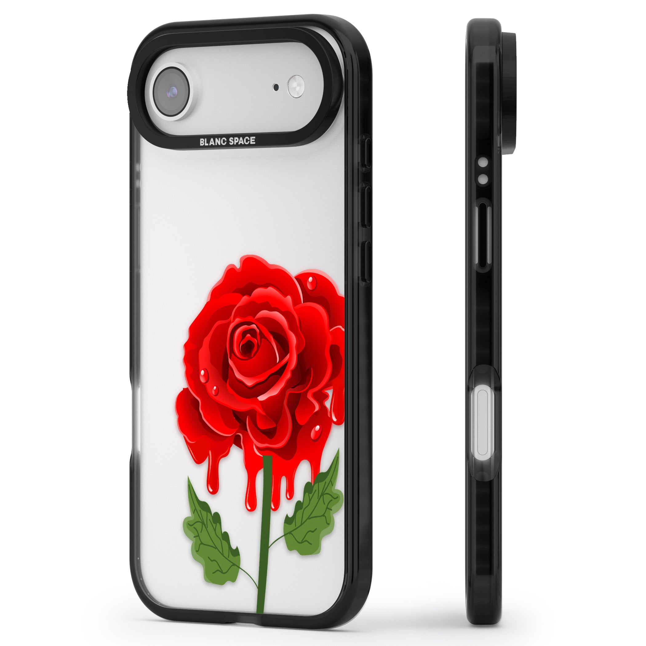 Melting Rose iPhone 17 Air Impact Black Phone Case Side Profile