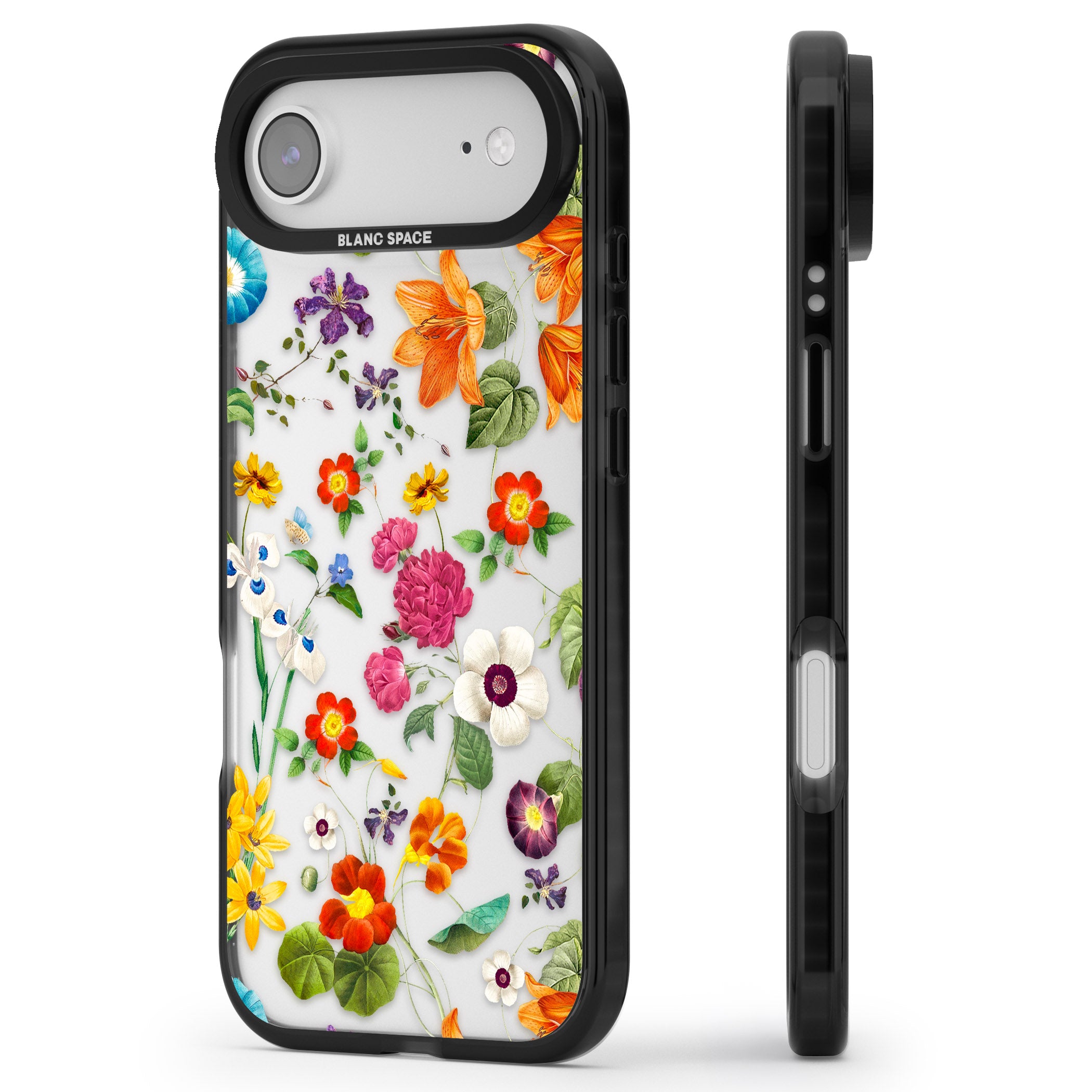 Whimsical Wildflowers iPhone 17 Air Impact Black Phone Case Side Profile