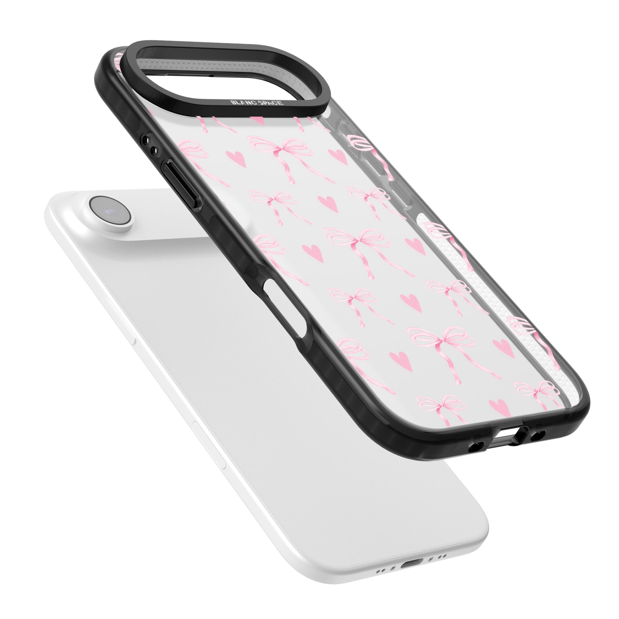 Pink Bows & Hearts iPhone 17 Air Impact Black Phone Case Colours