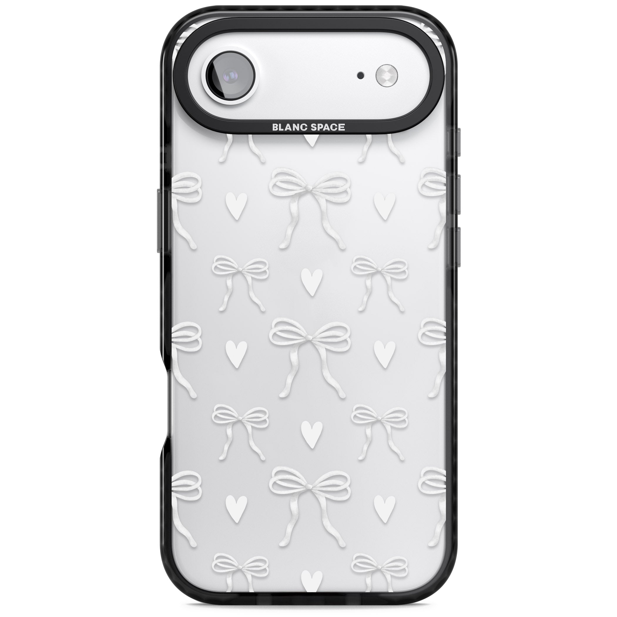White Bows & Hearts iPhone 17 Air Impact Black Phone Case