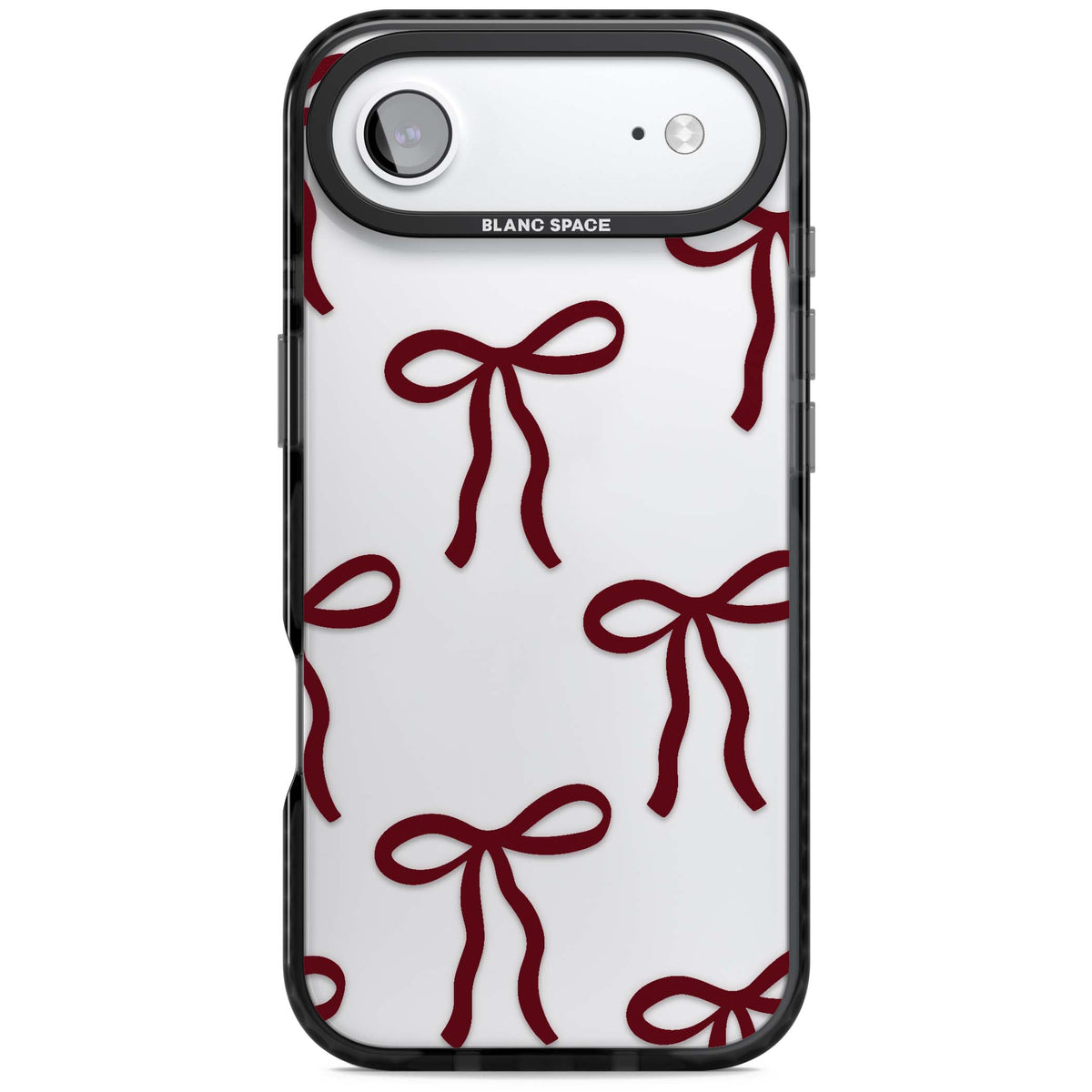 Burgundy Bows coquette iPhone case featuring hand-drawn burgundy red bows on a clear background | Clear Impact case for iPhone Air