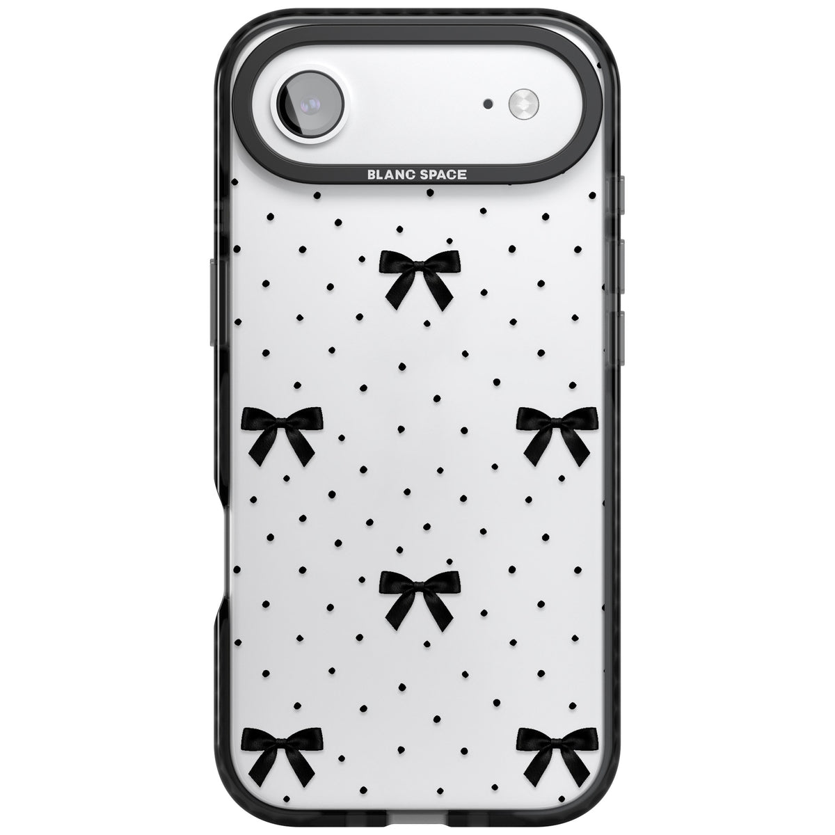 Black Polka Bows iPhone Air Impact Black Phone Case front