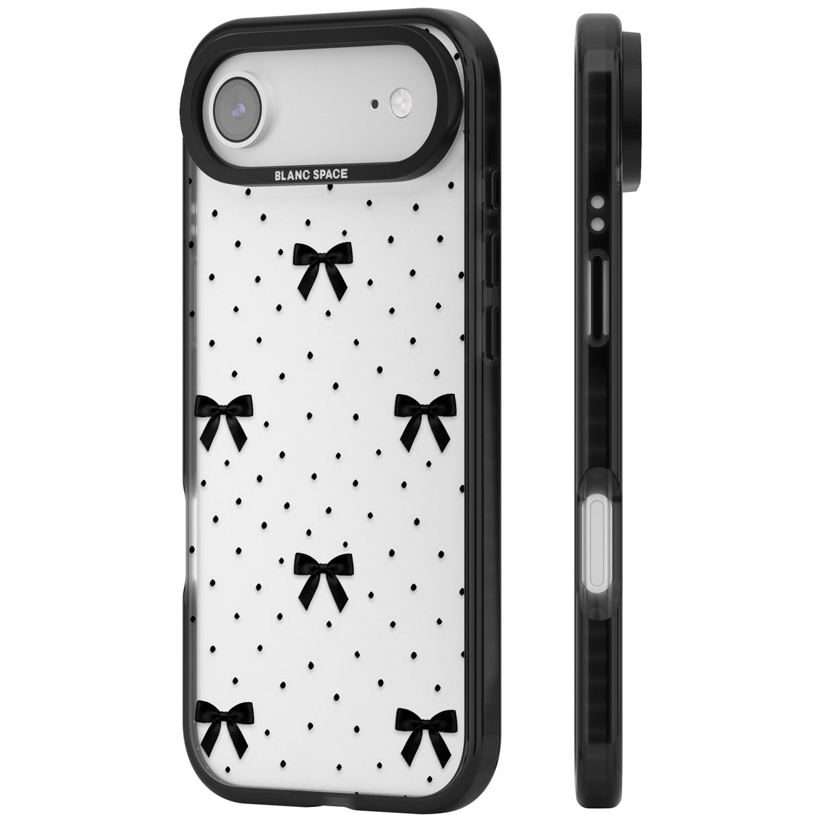 Black Polka Bows iPhone Air Impact Black Phone Case side
