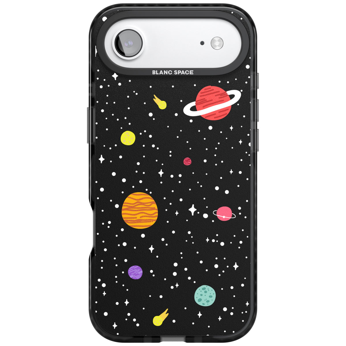 Cute Cartoon Planets iPhone Air Impact Black Phone Case front