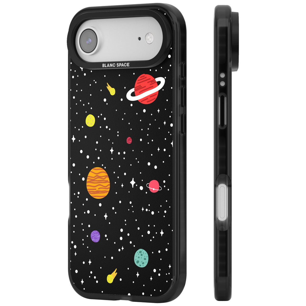 Cute Cartoon Planets iPhone Air Impact Black Phone Case side