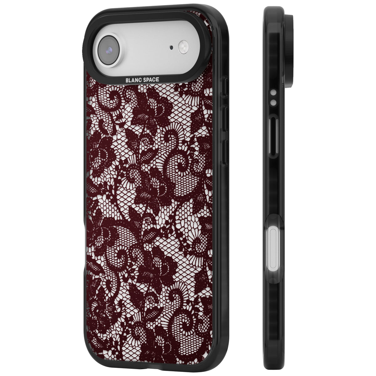 Burgundy Lace iPhone Air Impact Black Phone Case side