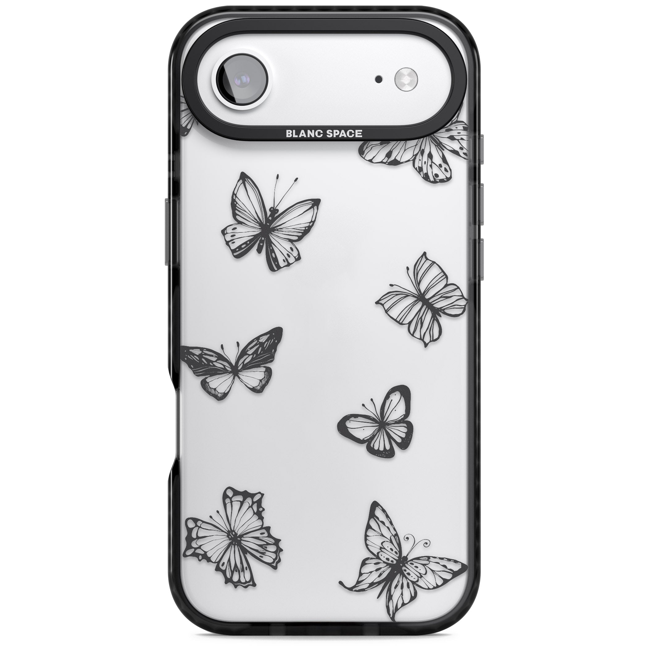 Grey Butterfly Line Pattern iPhone 17 Air Impact Black Phone Case