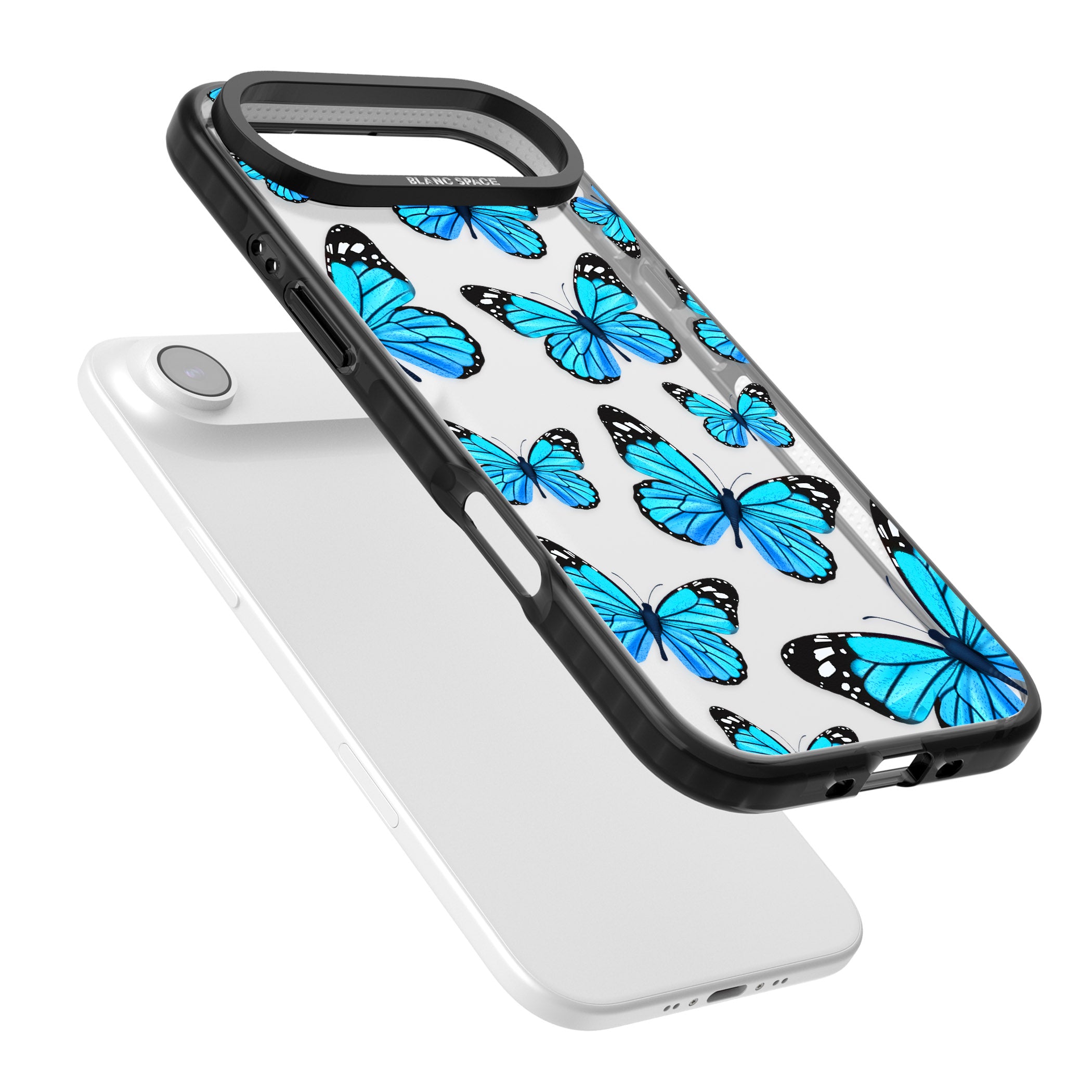 Blue Butterflies iPhone 17 Air Impact Black Phone Case Colours