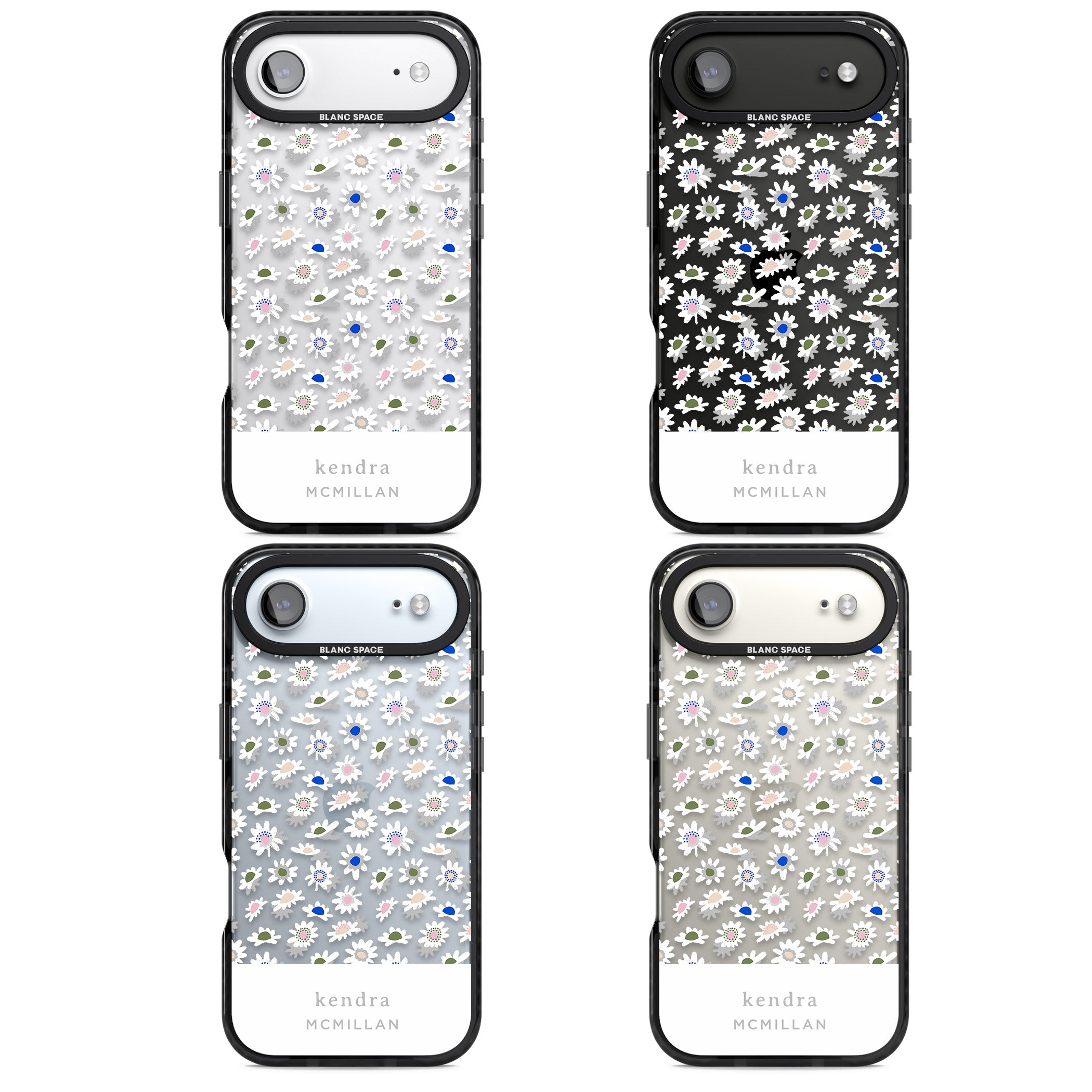 Personalised Grey & White Daisies iPhone 17 Air Impact Black Phone Case APT Impact Protection