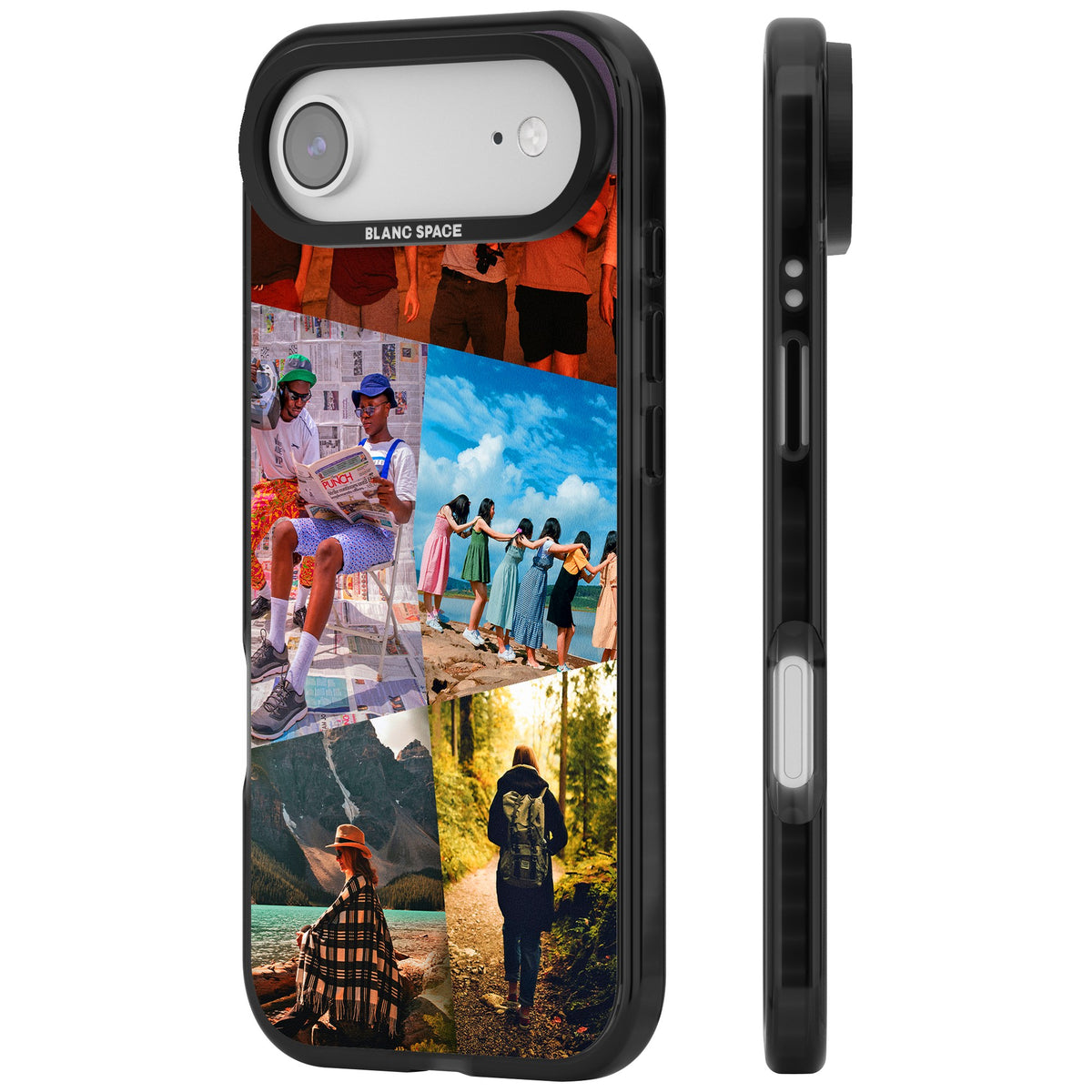 Personalised Abstract Photo Grid iPhone Air Impact Black Phone Case side