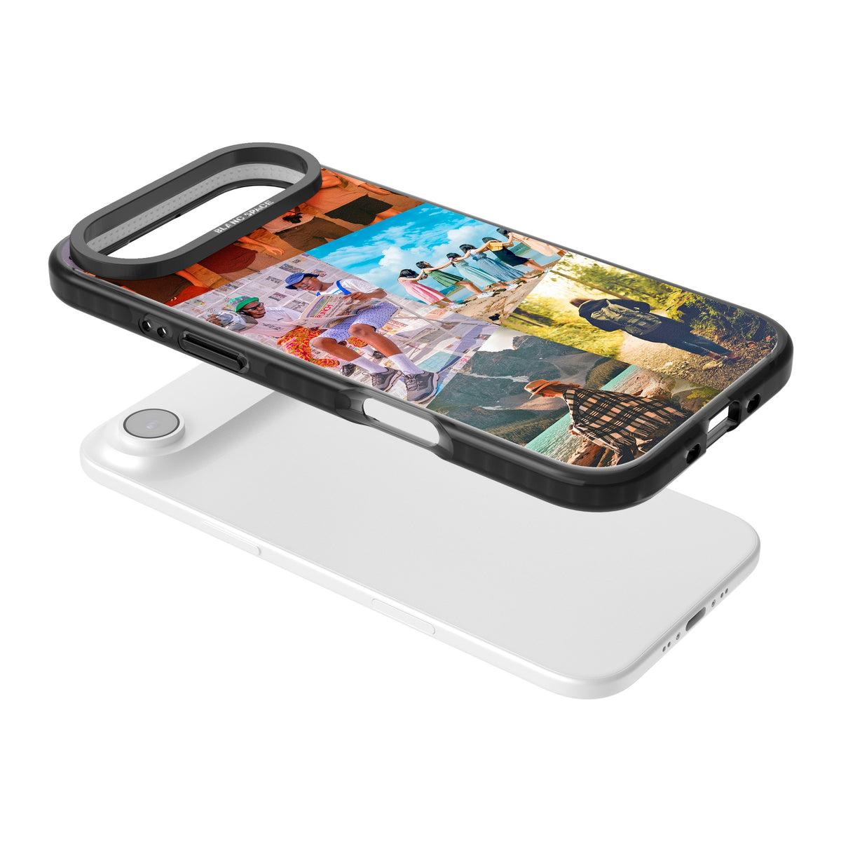 Personalised Abstract Photo Grid iPhone Air Impact Black Phone Case angled