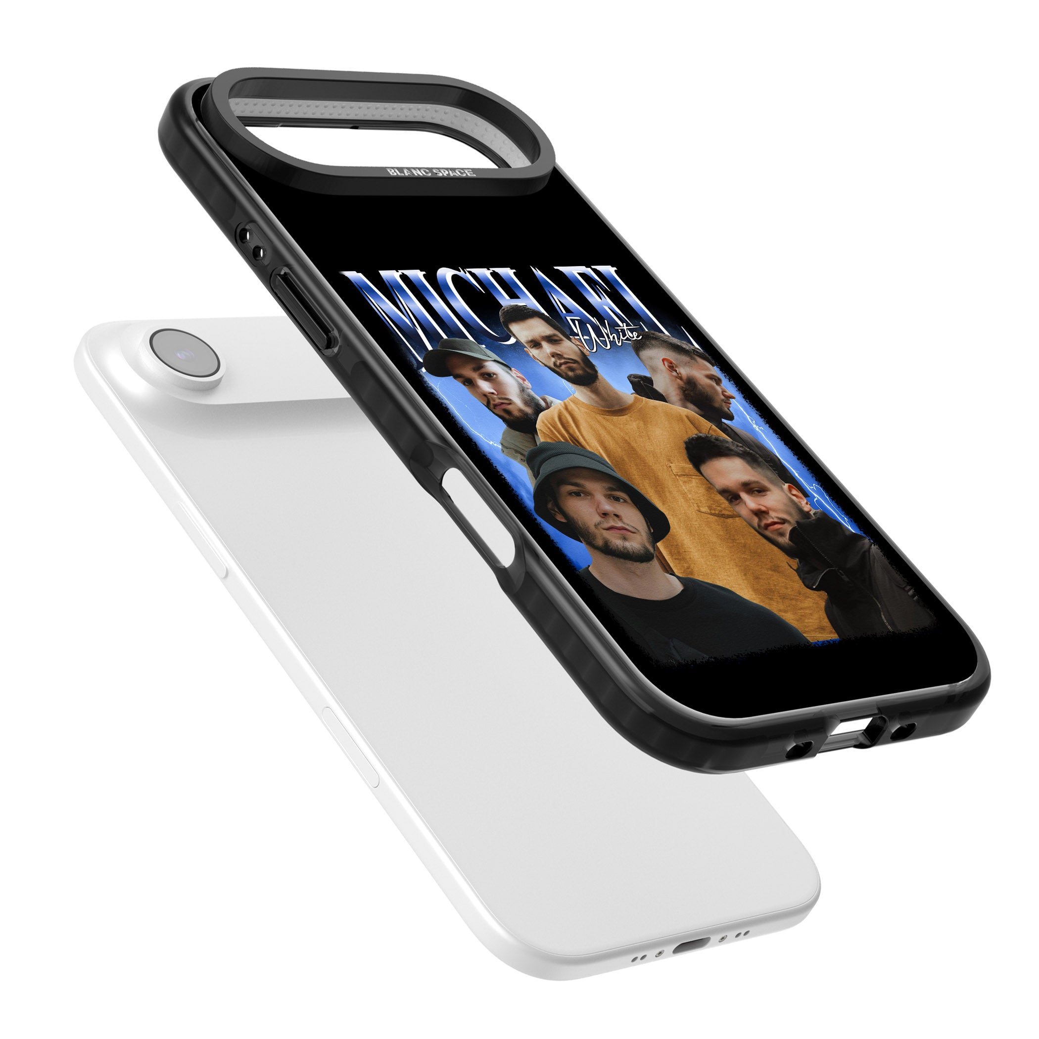 Personalised Airbrush Name & Photo Collage (Blue) iPhone 17 Air Impact Black Phone Case Colours