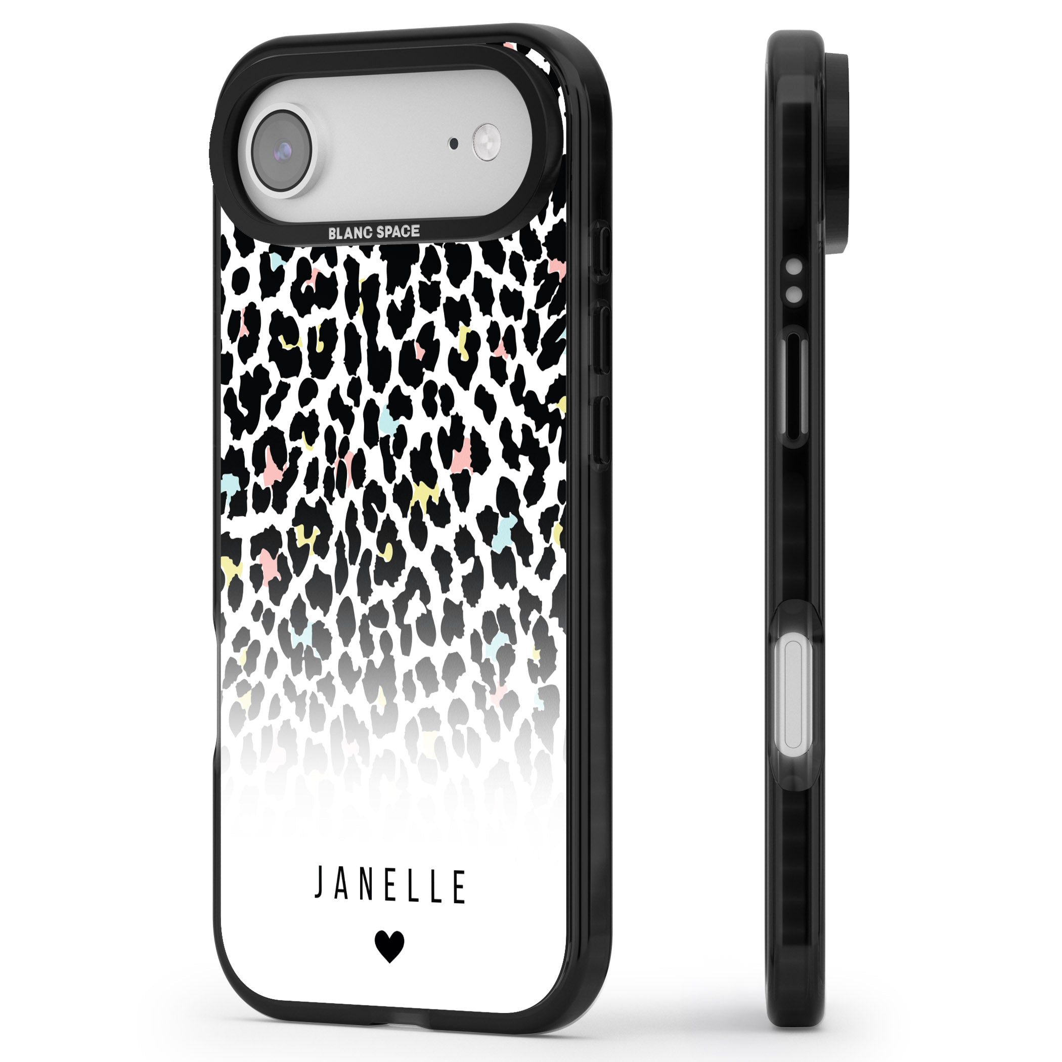 Personalised Pastel Leopard iPhone 17 Air Impact Black Phone Case Side Profile